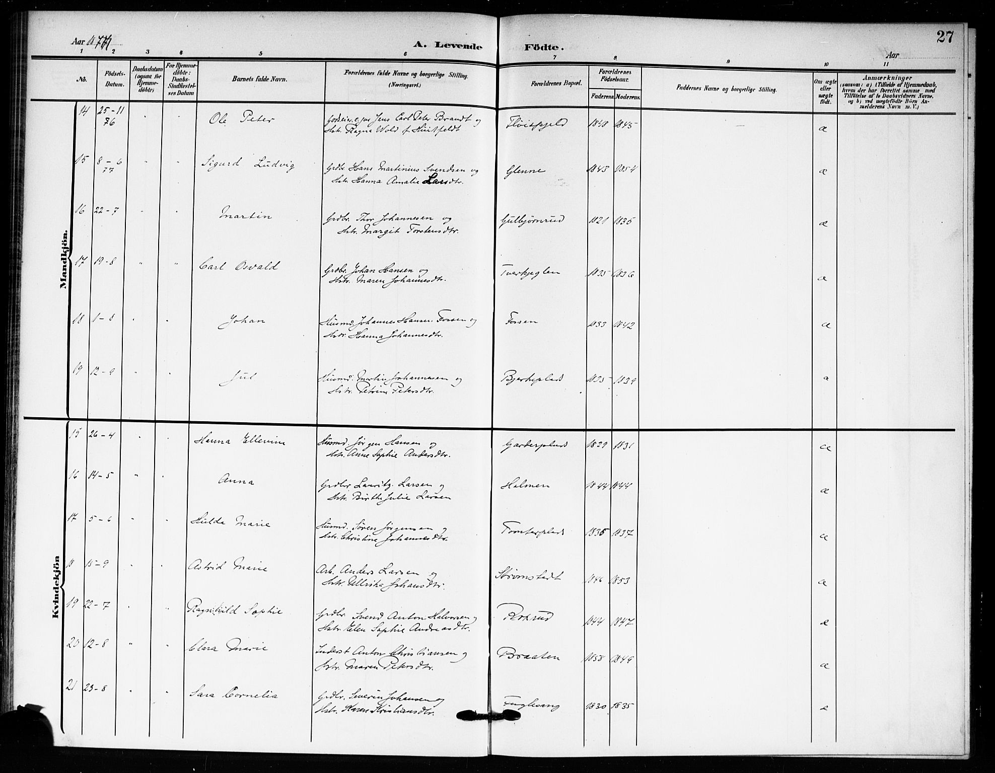 Drøbak prestekontor Kirkebøker, AV/SAO-A-10142a/F/Fc/L0001: Parish register (official) no. III 1, 1871-1900, p. 27