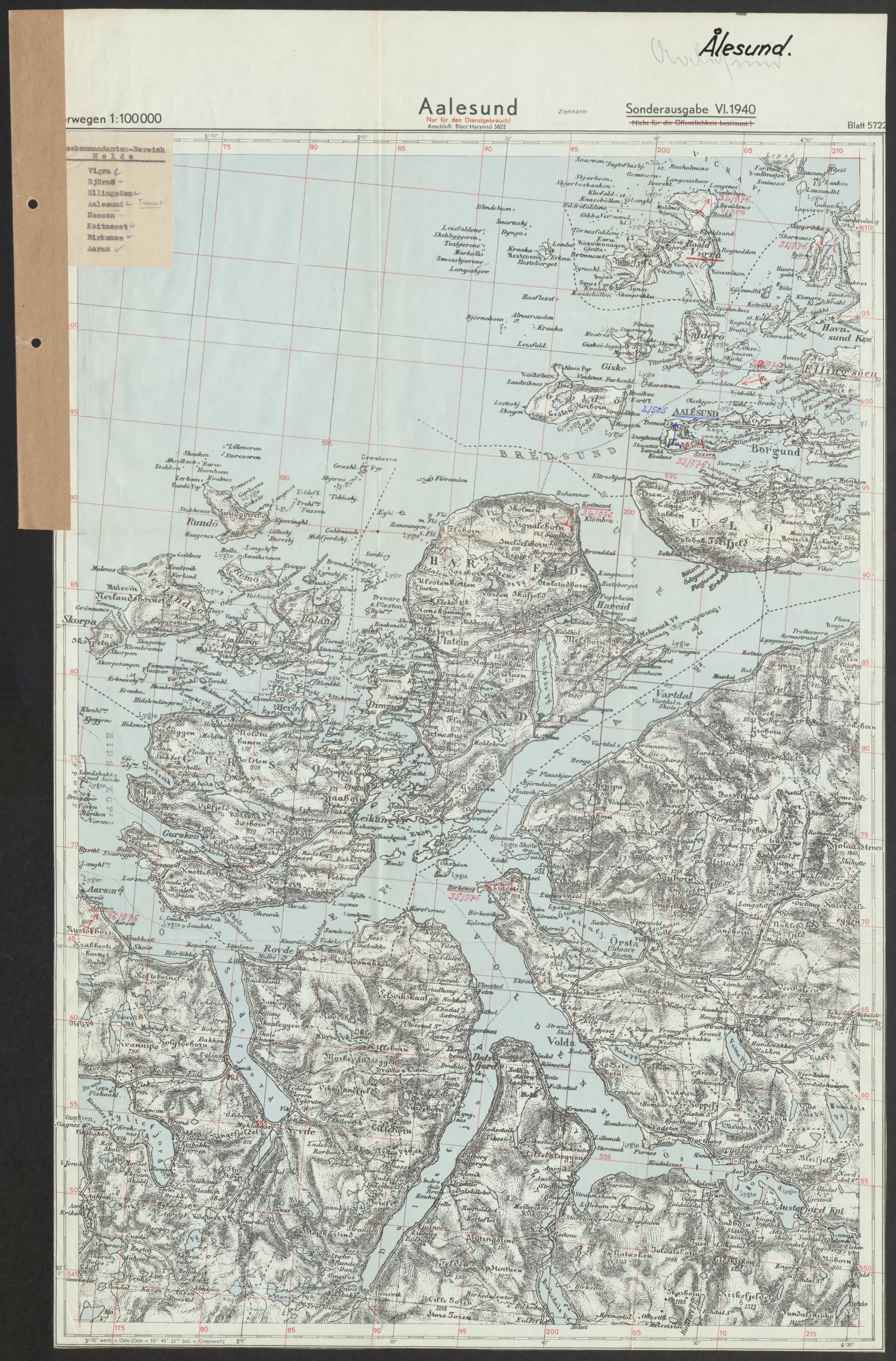 Forsvaret, Generalinspektør og sjefen for Kystartilleriet, AV/RA-RAFA-2045/F/Fa/L0016: Tyske oversiktskarter over festningsanlegg, 1940-1945, p. 253