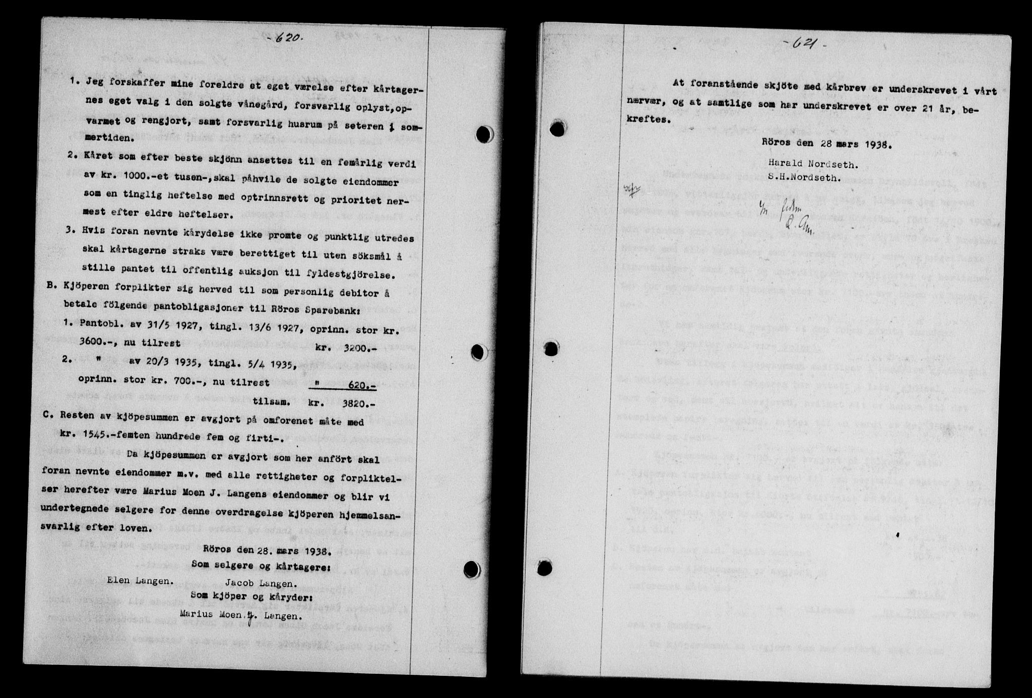 Gauldal sorenskriveri, SAT/A-0014/1/2/2C/L0048: Mortgage book no. 51-52, 1937-1938, p. 620, Diary no: : 604/1938