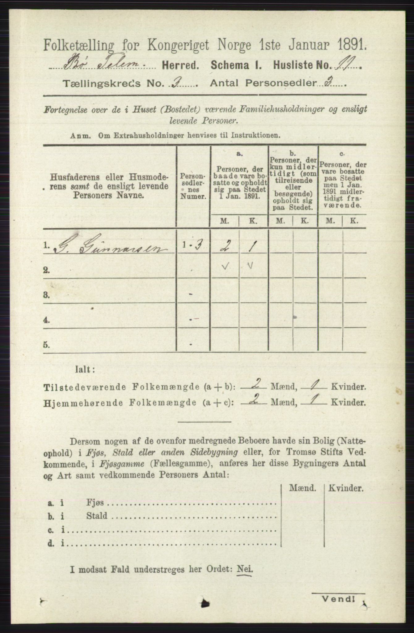 RA, 1891 census for 0821 Bø, 1891, p. 986