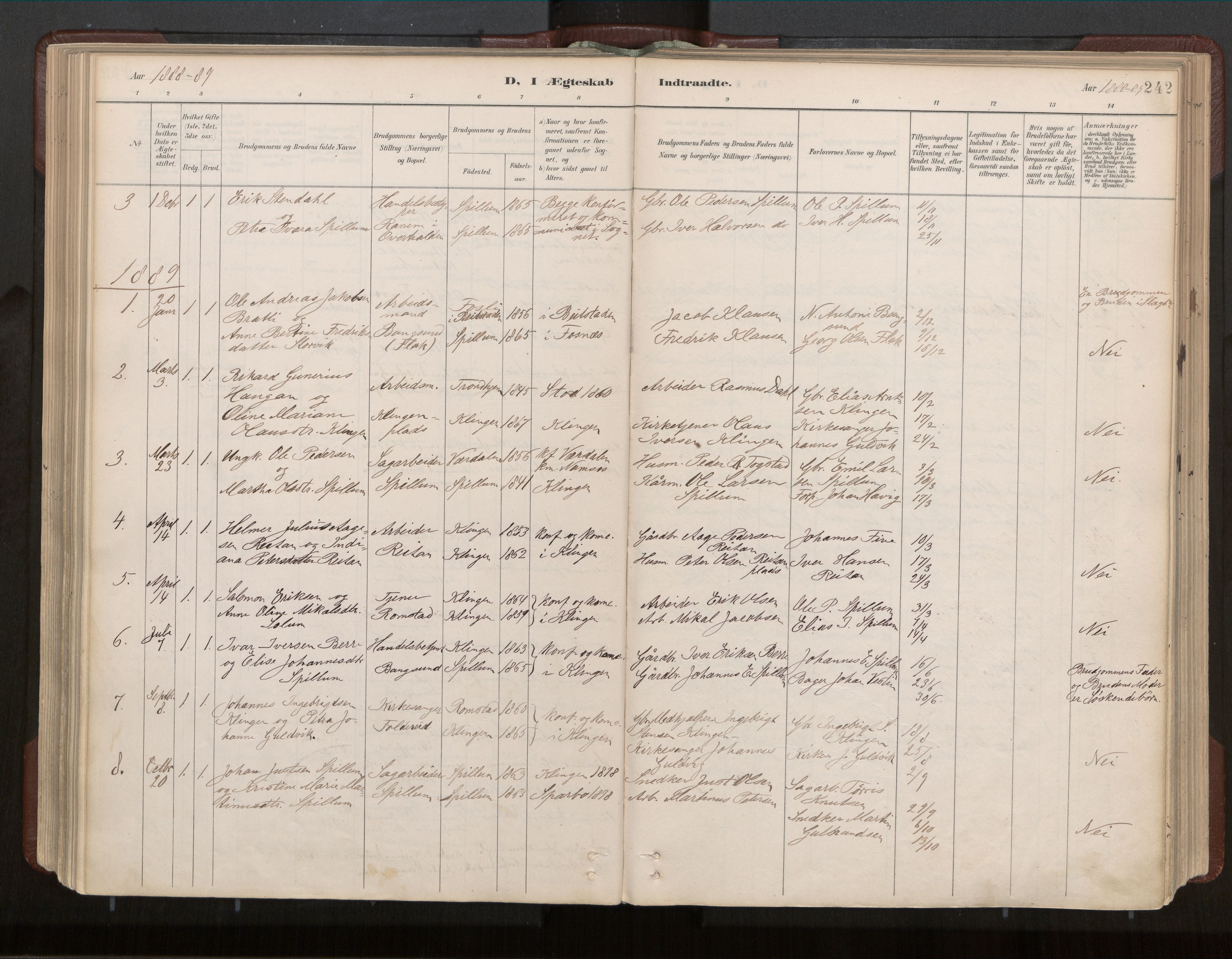 Ministerialprotokoller, klokkerbøker og fødselsregistre - Nord-Trøndelag, SAT/A-1458/770/L0589: Parish register (official) no. 770A03, 1887-1929, p. 242
