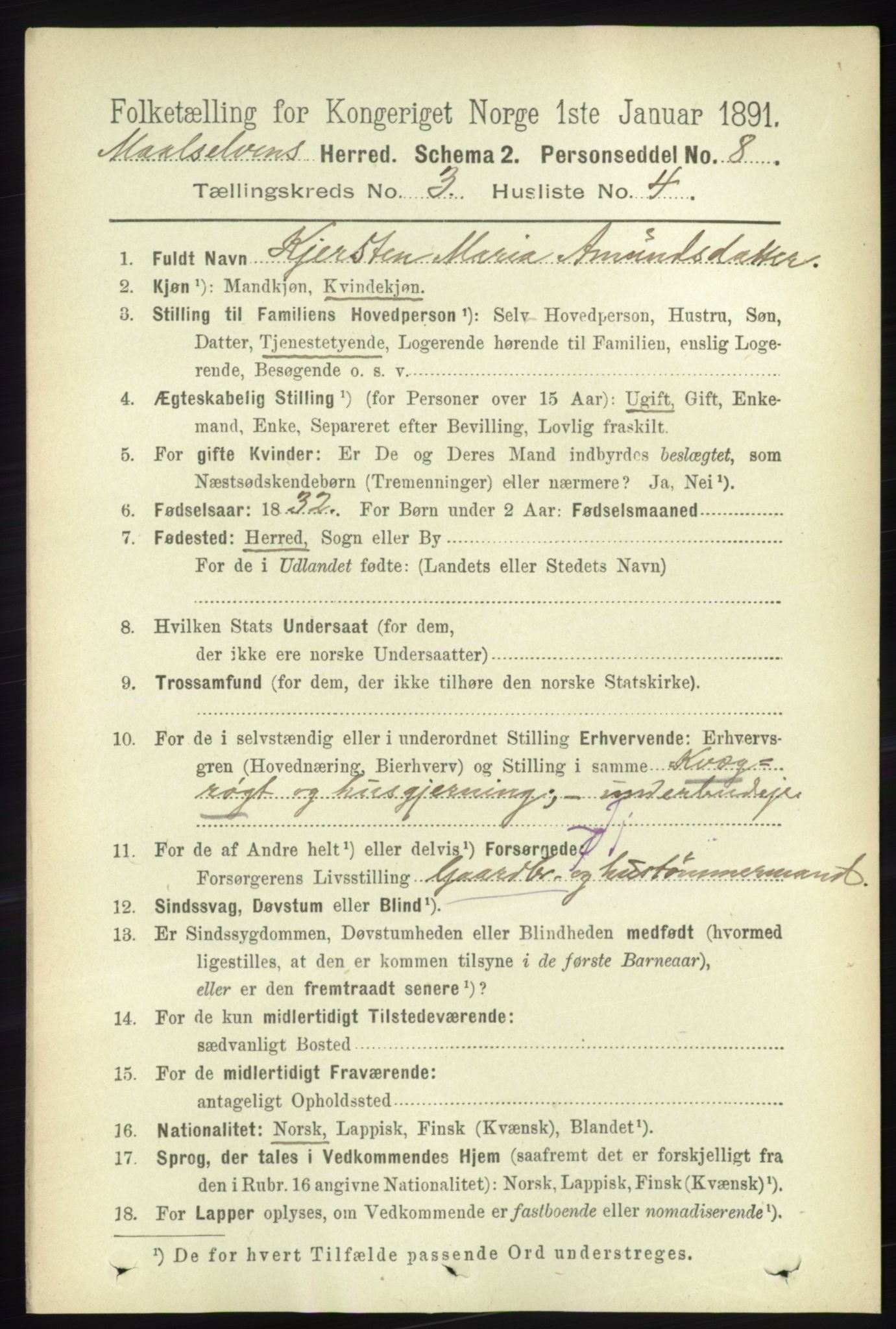 RA, 1891 census for 1924 Målselv, 1891, p. 623