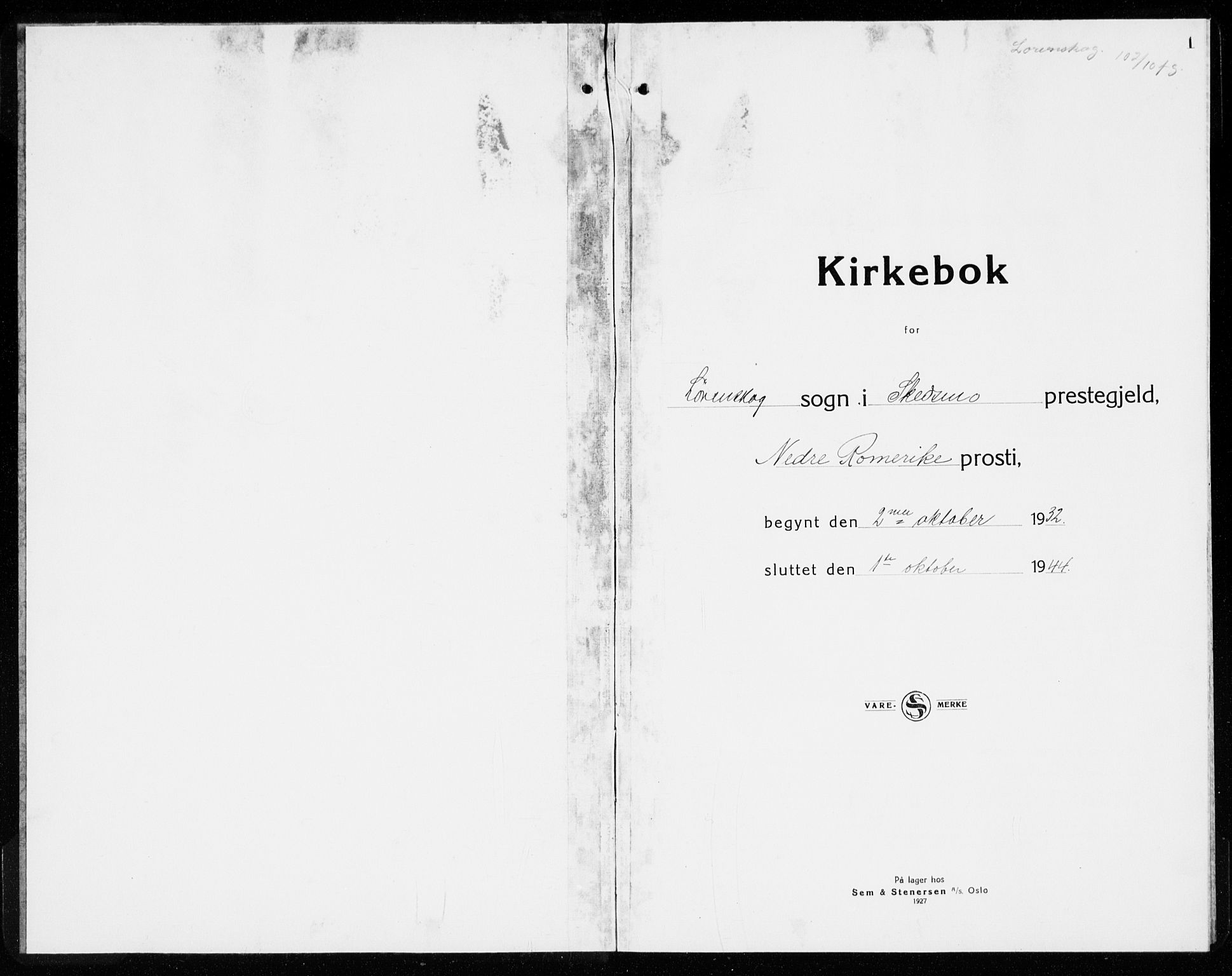 Skedsmo prestekontor Kirkebøker, SAO/A-10033a/G/Gb/L0005: Parish register (copy) no. II 5, 1932-1944, p. 1