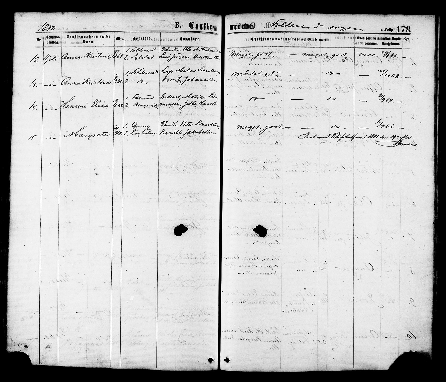Ministerialprotokoller, klokkerbøker og fødselsregistre - Nord-Trøndelag, SAT/A-1458/780/L0642: Parish register (official) no. 780A07 /2, 1878-1885, p. 178