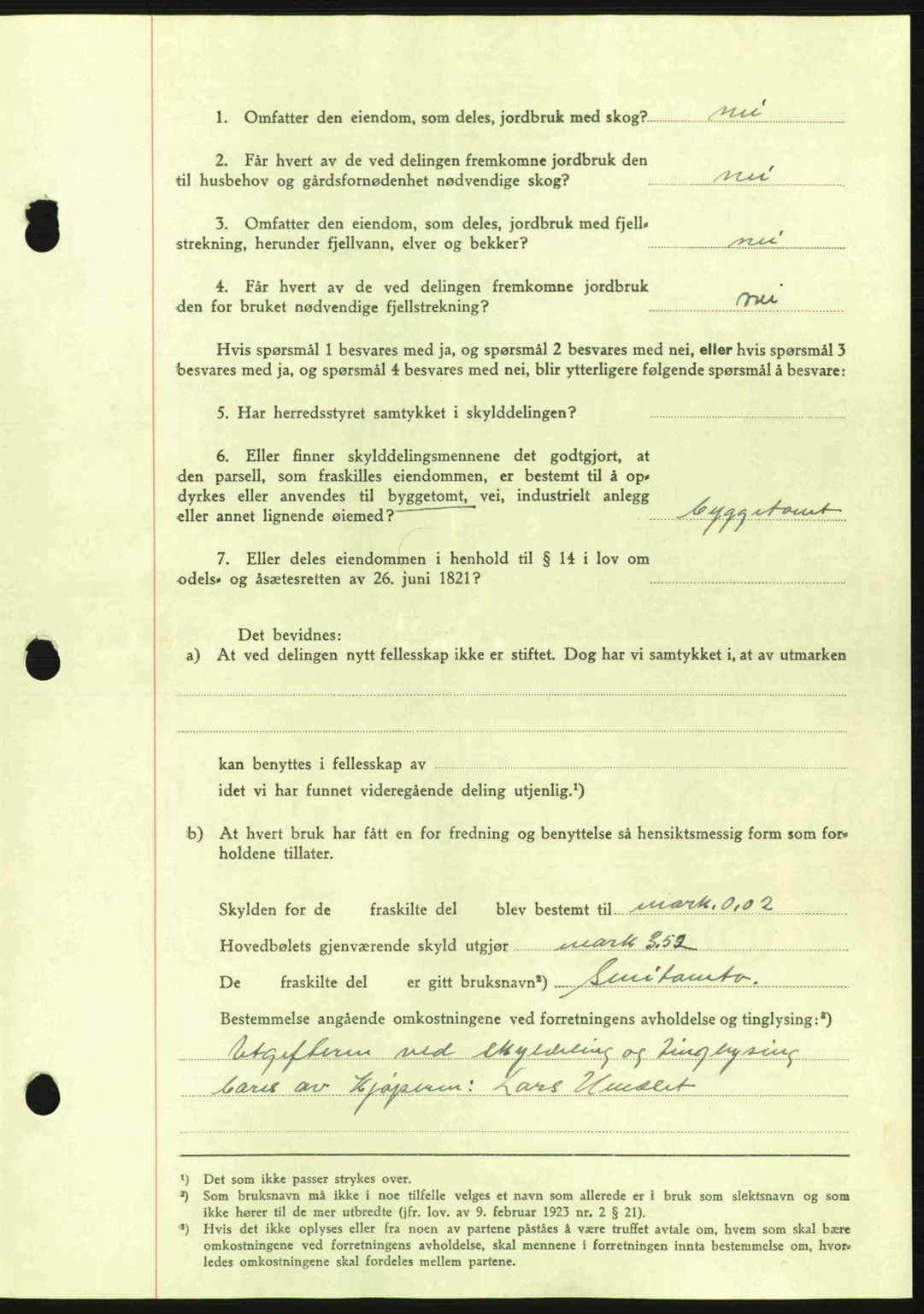 Nordmøre sorenskriveri, AV/SAT-A-4132/1/2/2Ca: Mortgage book no. A98, 1944-1944, Diary no: : 2089/1944