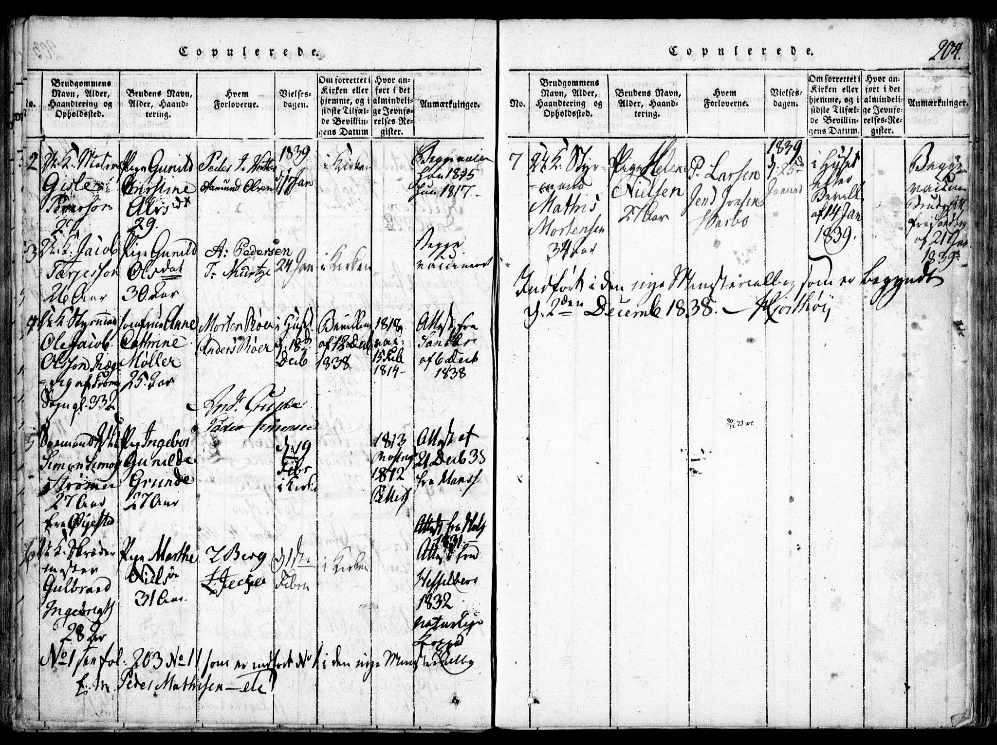 Arendal sokneprestkontor, Trefoldighet, SAK/1111-0040/F/Fa/L0004: Parish register (official) no. A 4, 1816-1839, p. 204
