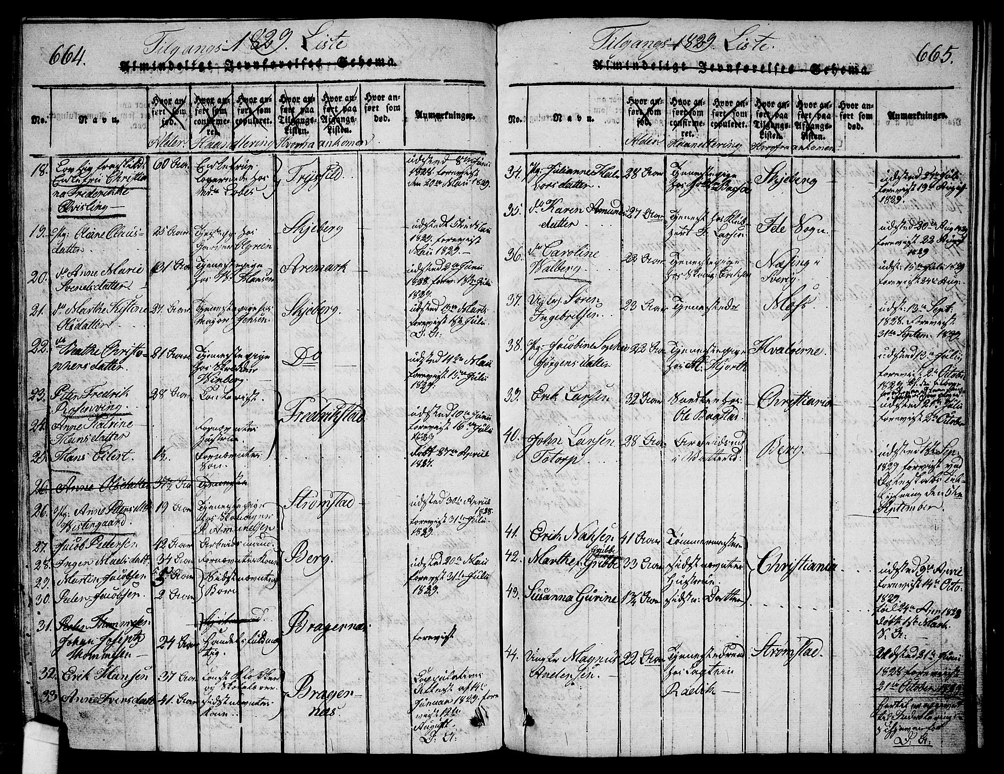 Halden prestekontor Kirkebøker, SAO/A-10909/G/Ga/L0001: Parish register (copy) no. 1, 1815-1833, p. 664-665
