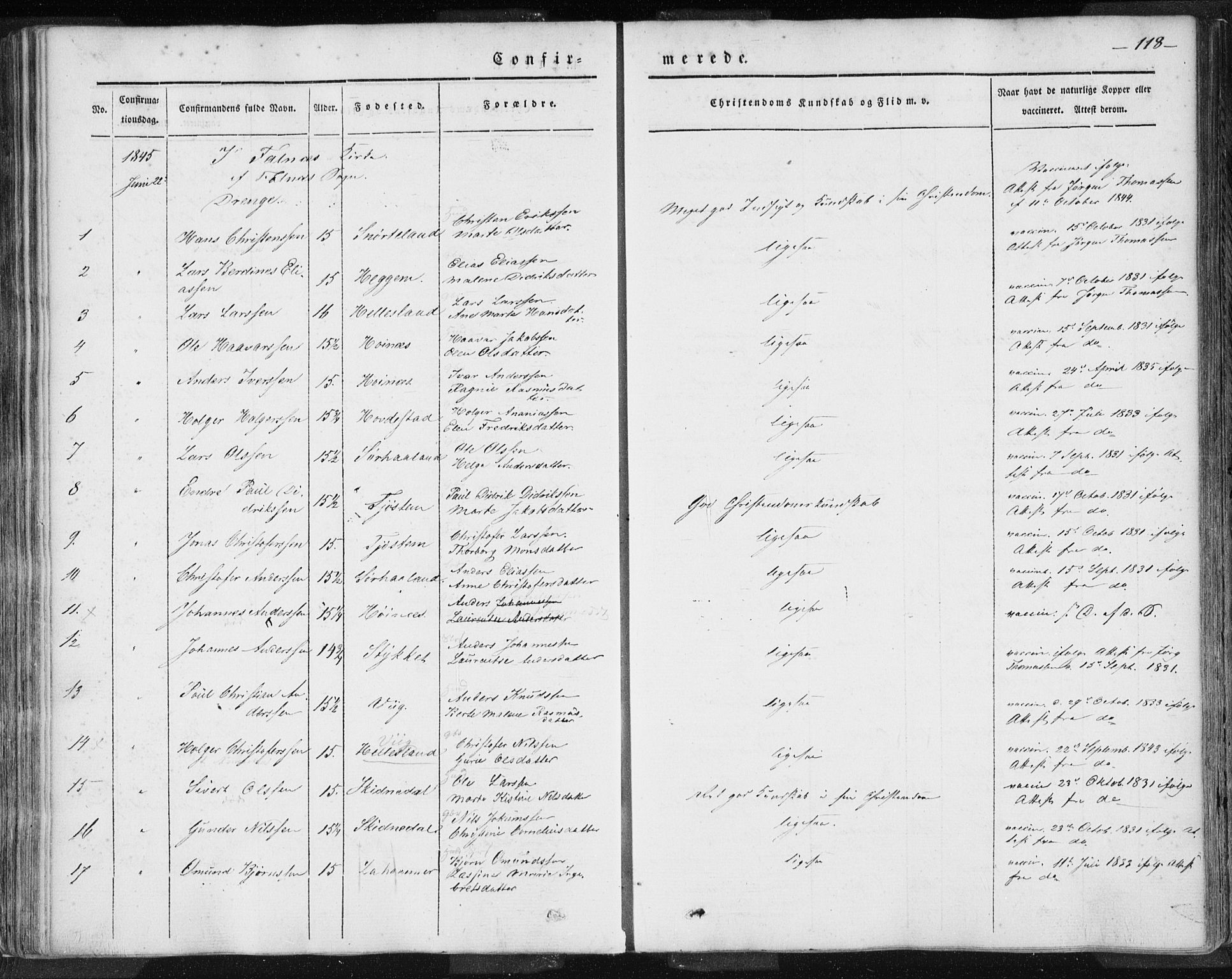 Skudenes sokneprestkontor, SAST/A -101849/H/Ha/Haa/L0002: Parish register (official) no. A 2.1, 1841-1846, p. 118