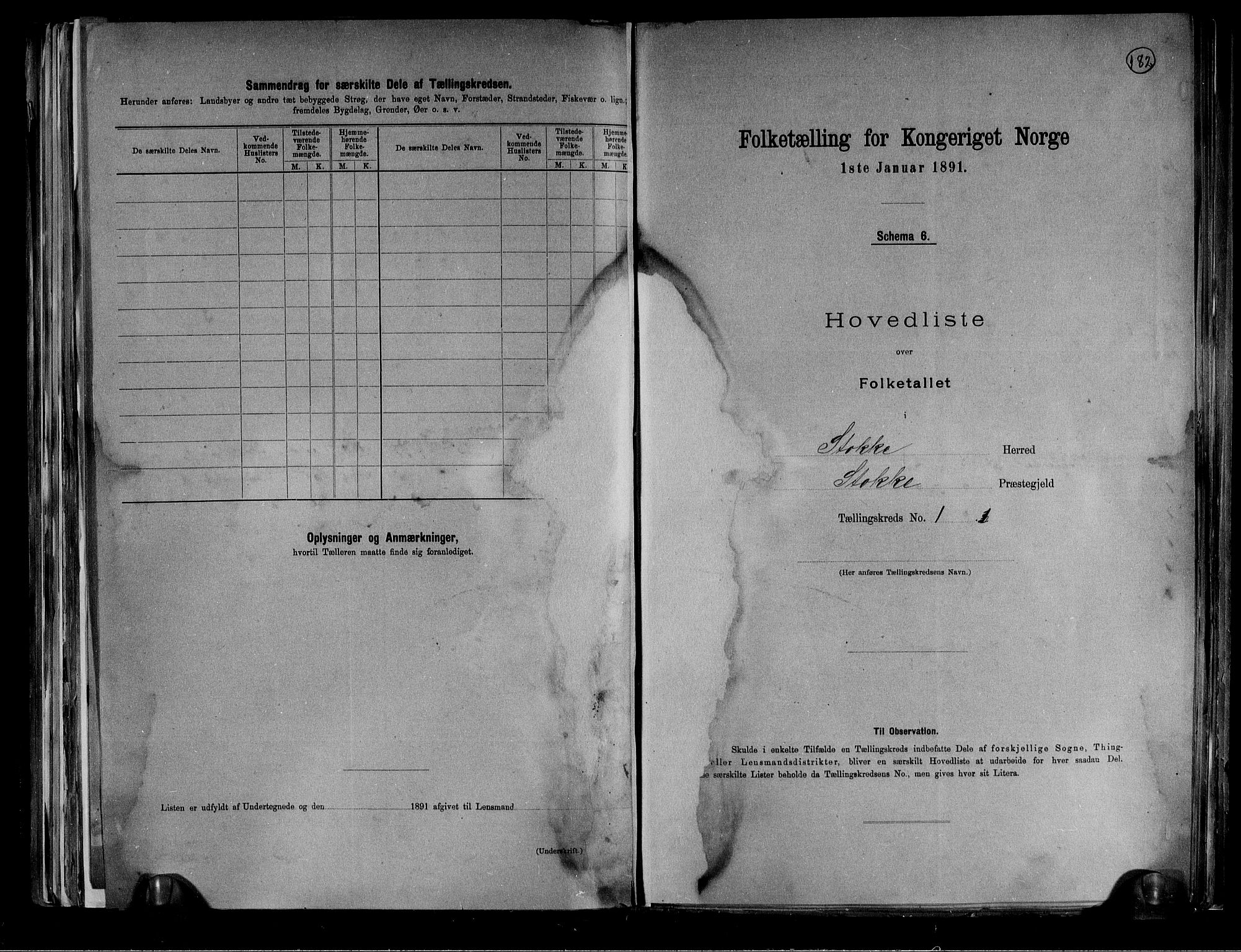 RA, 1891 census for 0720 Stokke, 1891, p. 7