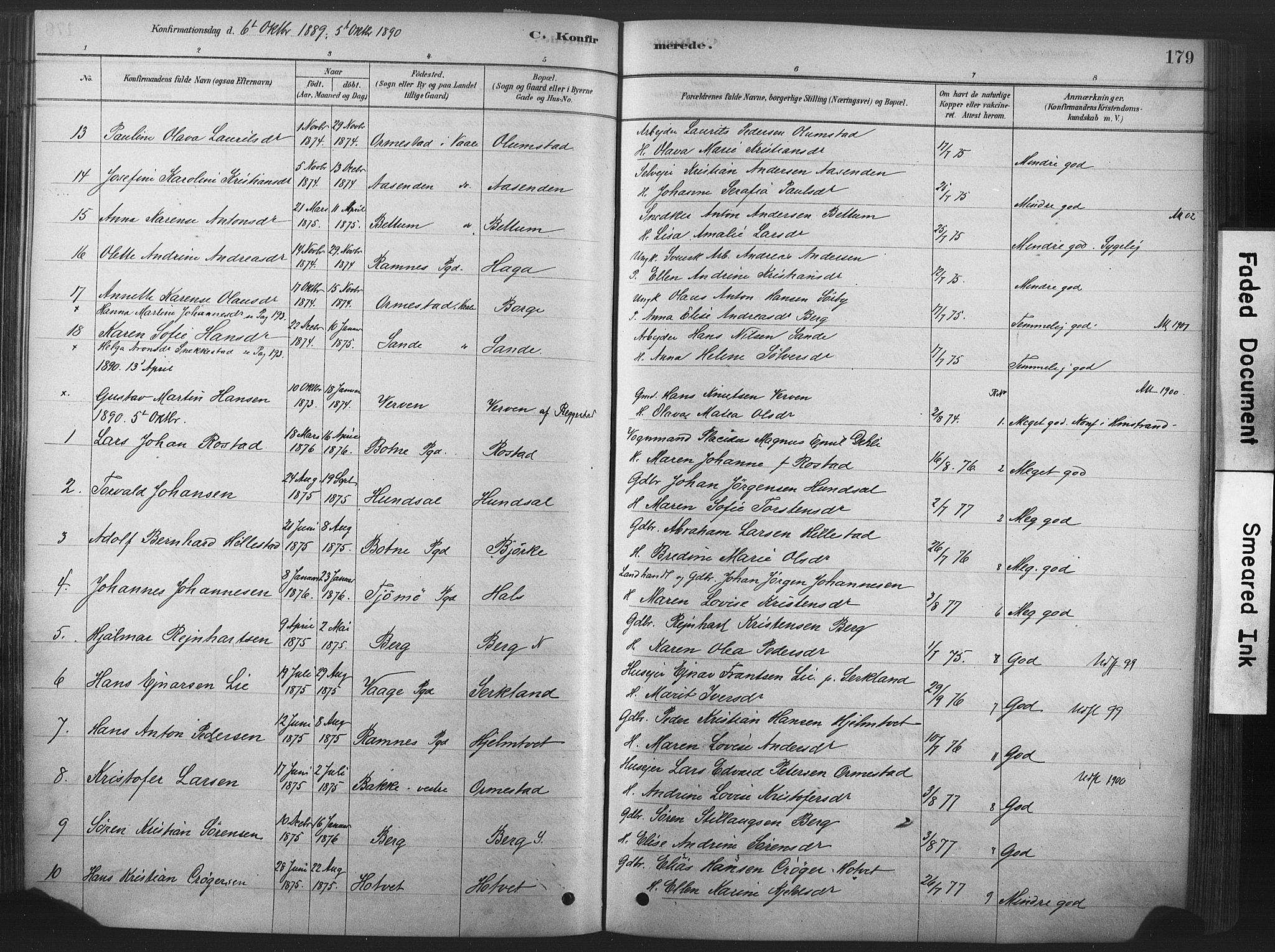 Våle kirkebøker, SAKO/A-334/F/Fa/L0011: Parish register (official) no. I 11, 1878-1906, p. 179