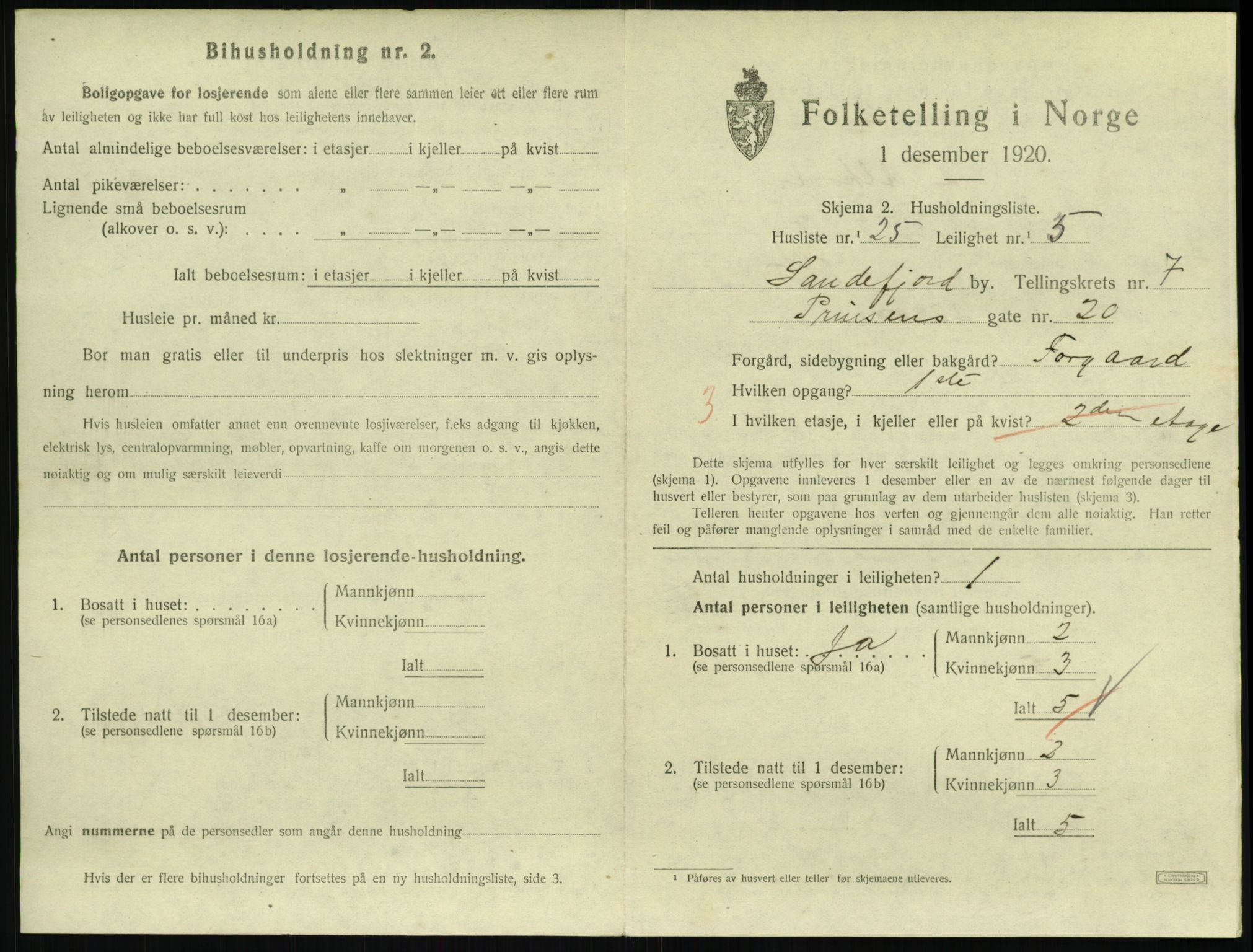 SAKO, 1920 census for Sandefjord, 1920, p. 3040