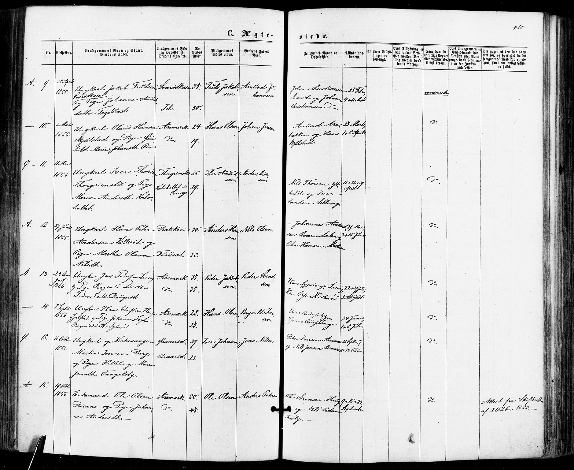 Aremark prestekontor Kirkebøker, AV/SAO-A-10899/F/Fc/L0004: Parish register (official) no. III 4, 1866-1877, p. 449-450