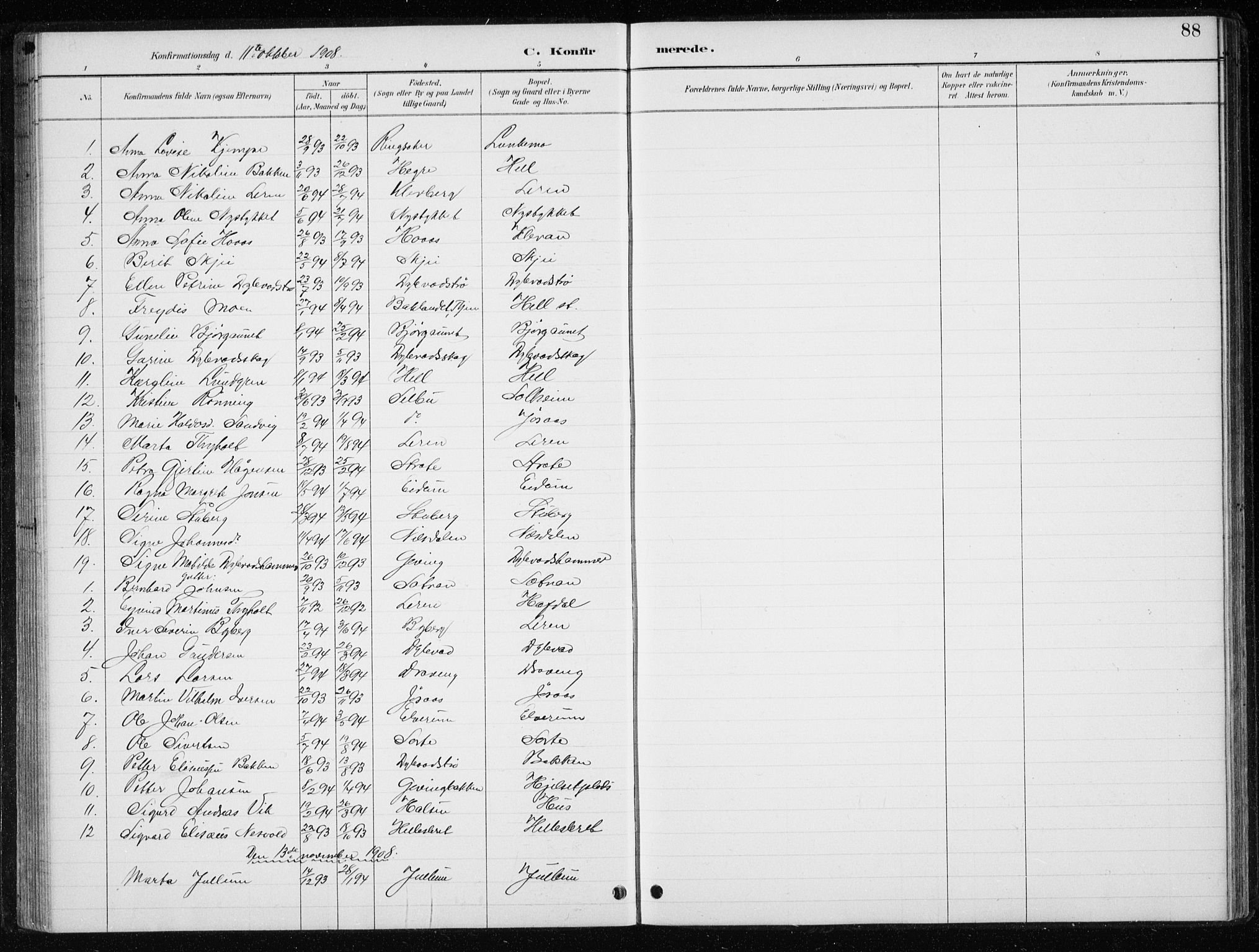 Ministerialprotokoller, klokkerbøker og fødselsregistre - Nord-Trøndelag, SAT/A-1458/710/L0096: Parish register (copy) no. 710C01, 1892-1925, p. 88