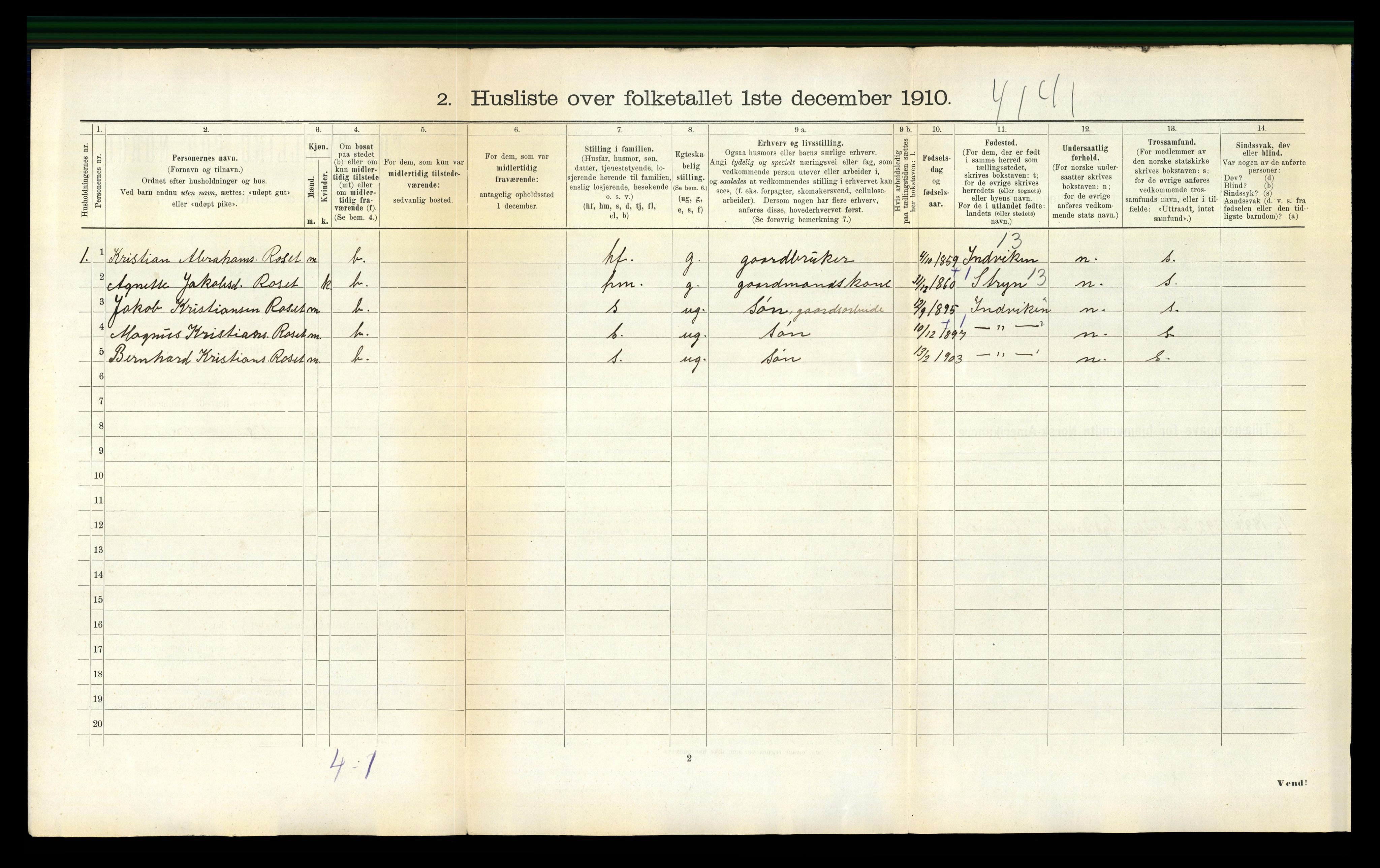 RA, 1910 census for Davik, 1910, p. 295