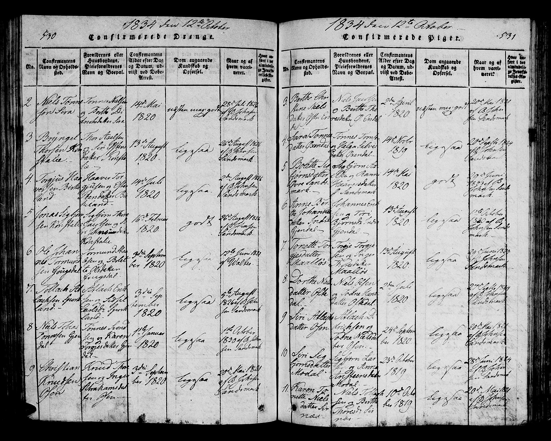 Bakke sokneprestkontor, SAK/1111-0002/F/Fa/Faa/L0003: Parish register (official) no. A 3, 1815-1835, p. 530-531