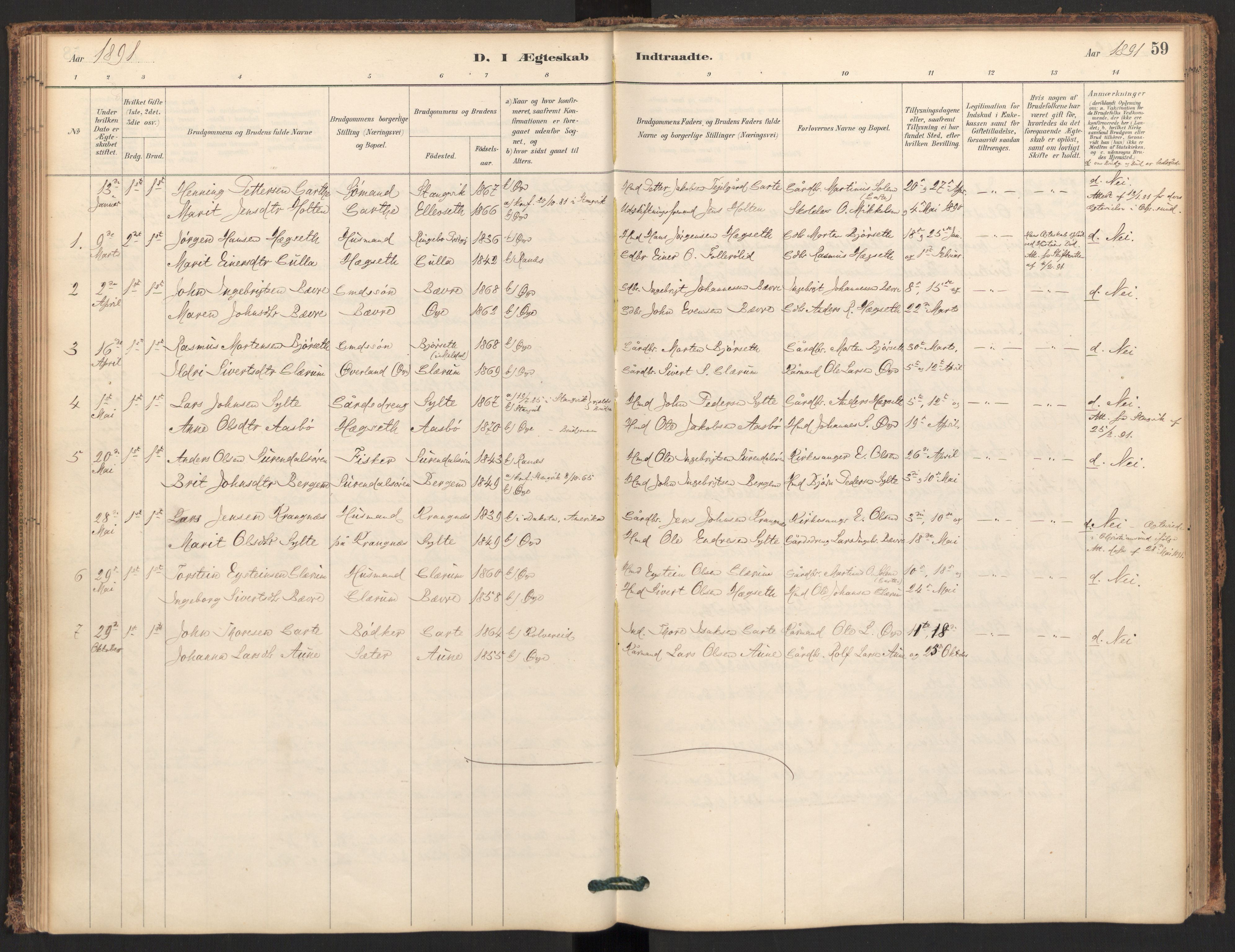 Ministerialprotokoller, klokkerbøker og fødselsregistre - Møre og Romsdal, AV/SAT-A-1454/595/L1047: Parish register (official) no. 595A09, 1885-1900, p. 59