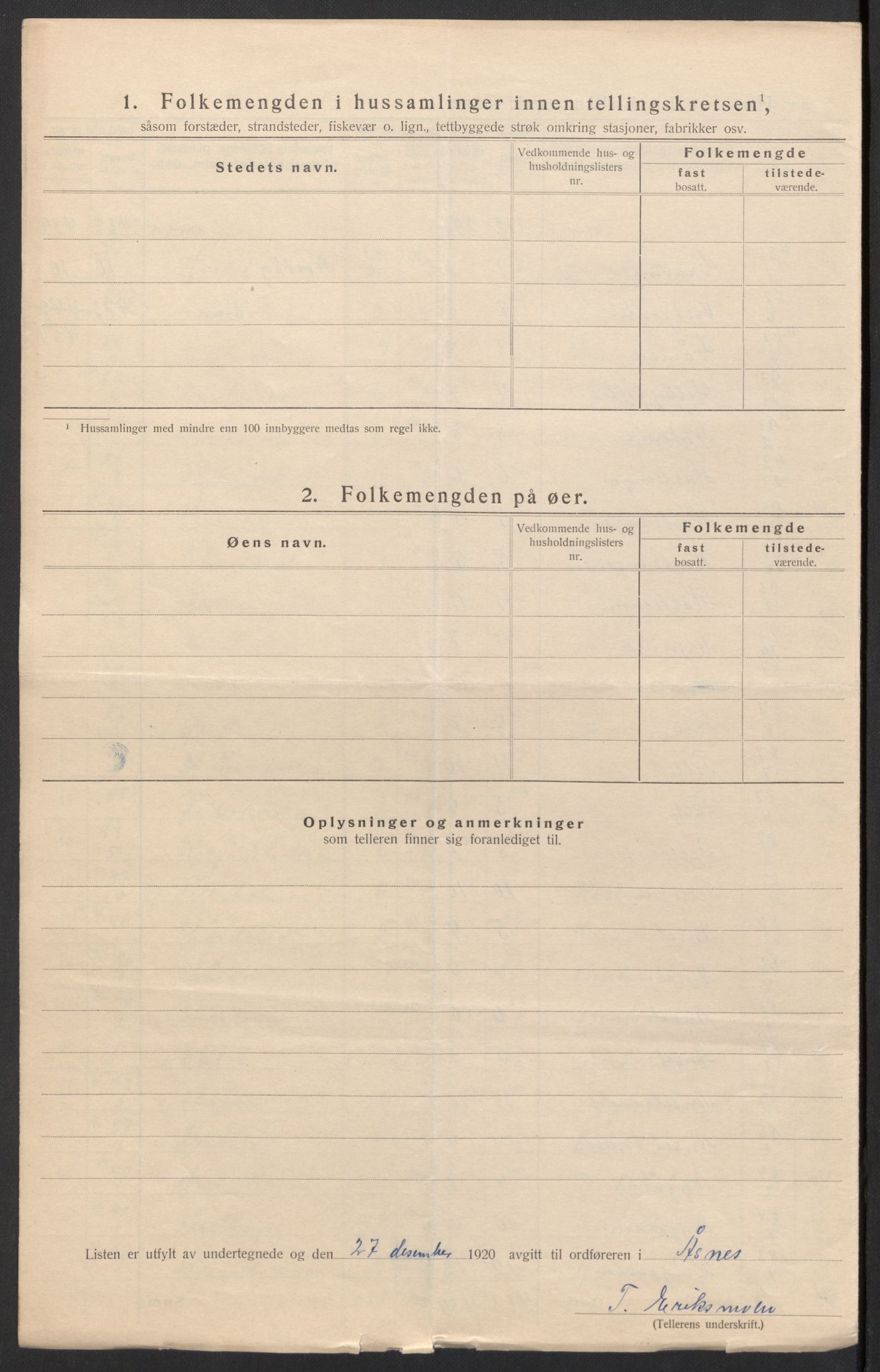 SAH, 1920 census for Åsnes, 1920, p. 23