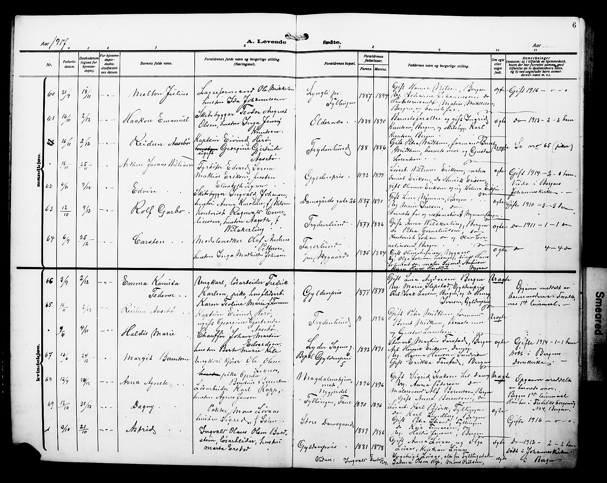Laksevåg Sokneprestembete, AV/SAB-A-76501/H/Ha/Hab/Haba/L0006: Parish register (copy) no. A 6, 1917-1925, p. 6