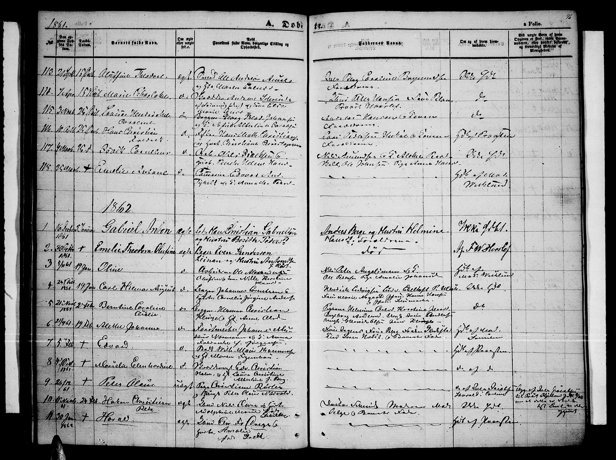 Tromsø sokneprestkontor/stiftsprosti/domprosti, SATØ/S-1343/G/Gb/L0006klokker: Parish register (copy) no. 6, 1857-1866, p. 46