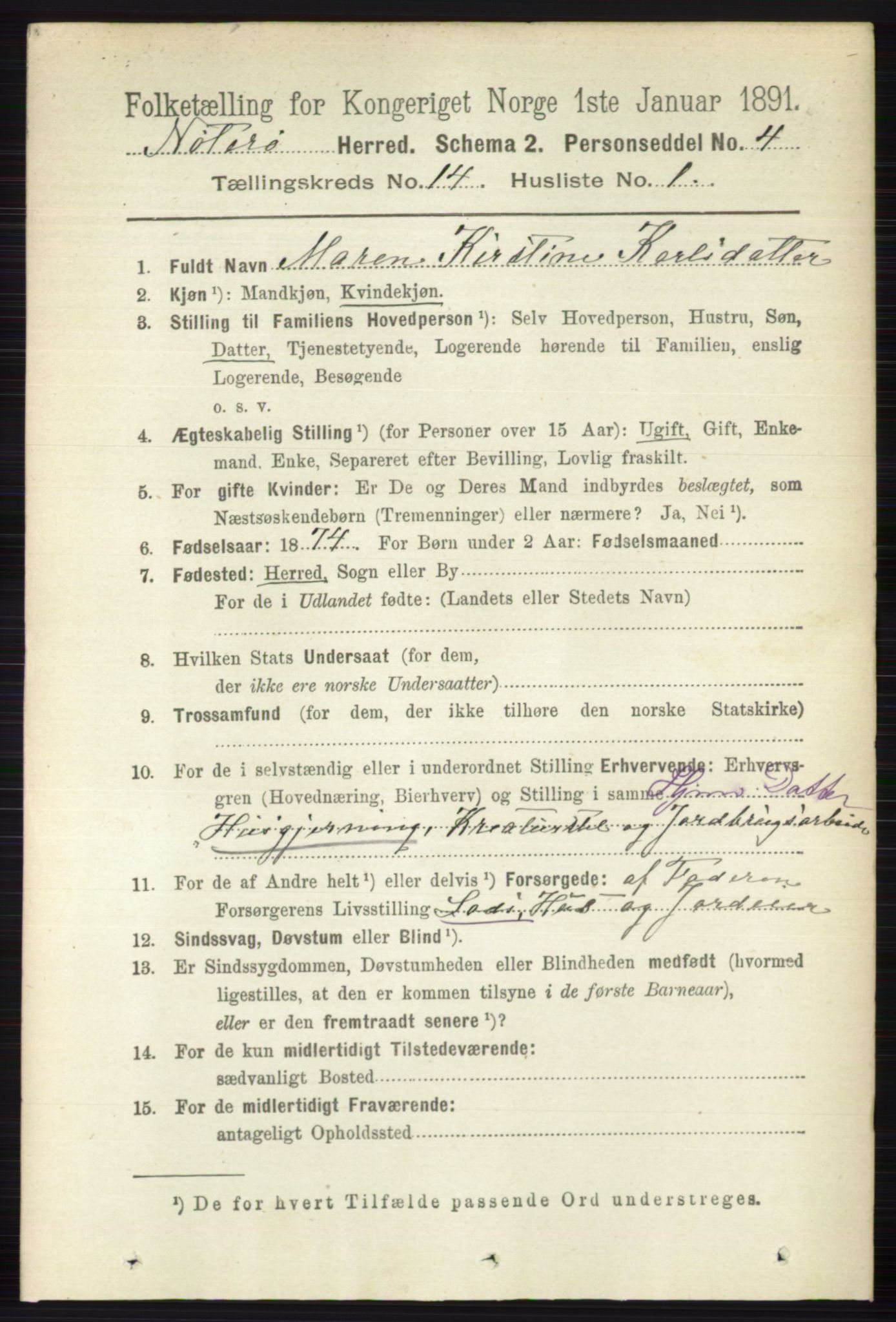 RA, 1891 census for 0722 Nøtterøy, 1891, p. 7532