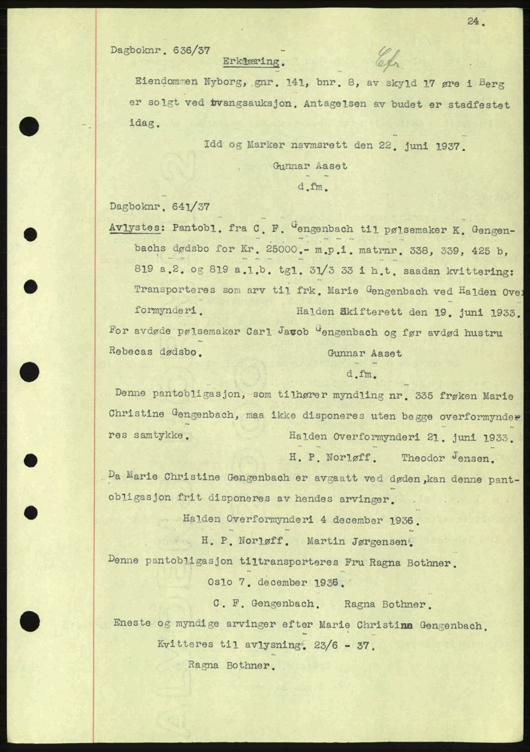 Idd og Marker sorenskriveri, AV/SAO-A-10283/G/Gb/Gbc/L0001: Mortgage book no. B1-3, 1936-1939, Diary no: : 636/1937