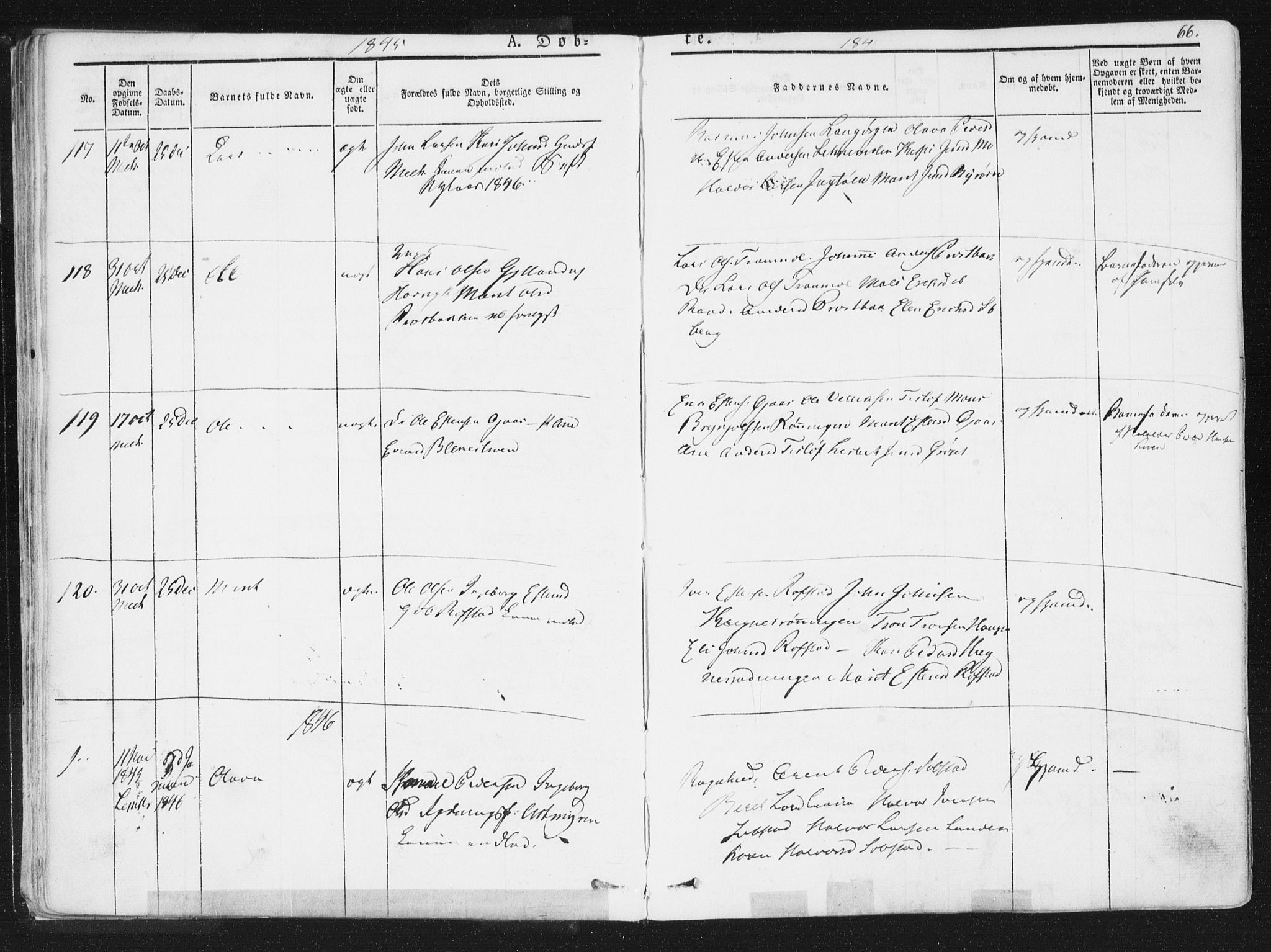 Ministerialprotokoller, klokkerbøker og fødselsregistre - Sør-Trøndelag, SAT/A-1456/691/L1074: Parish register (official) no. 691A06, 1842-1852, p. 66