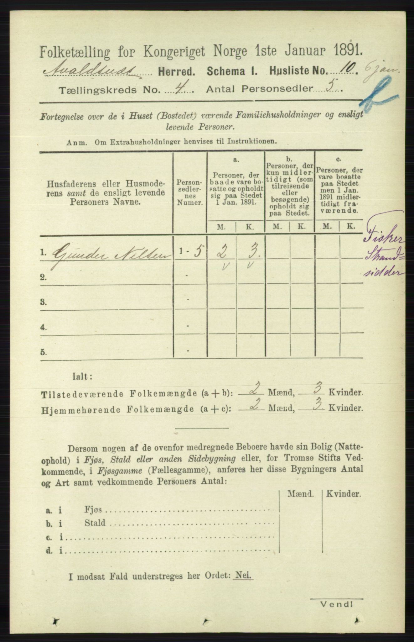 RA, 1891 census for 1147 Avaldsnes, 1891, p. 2795