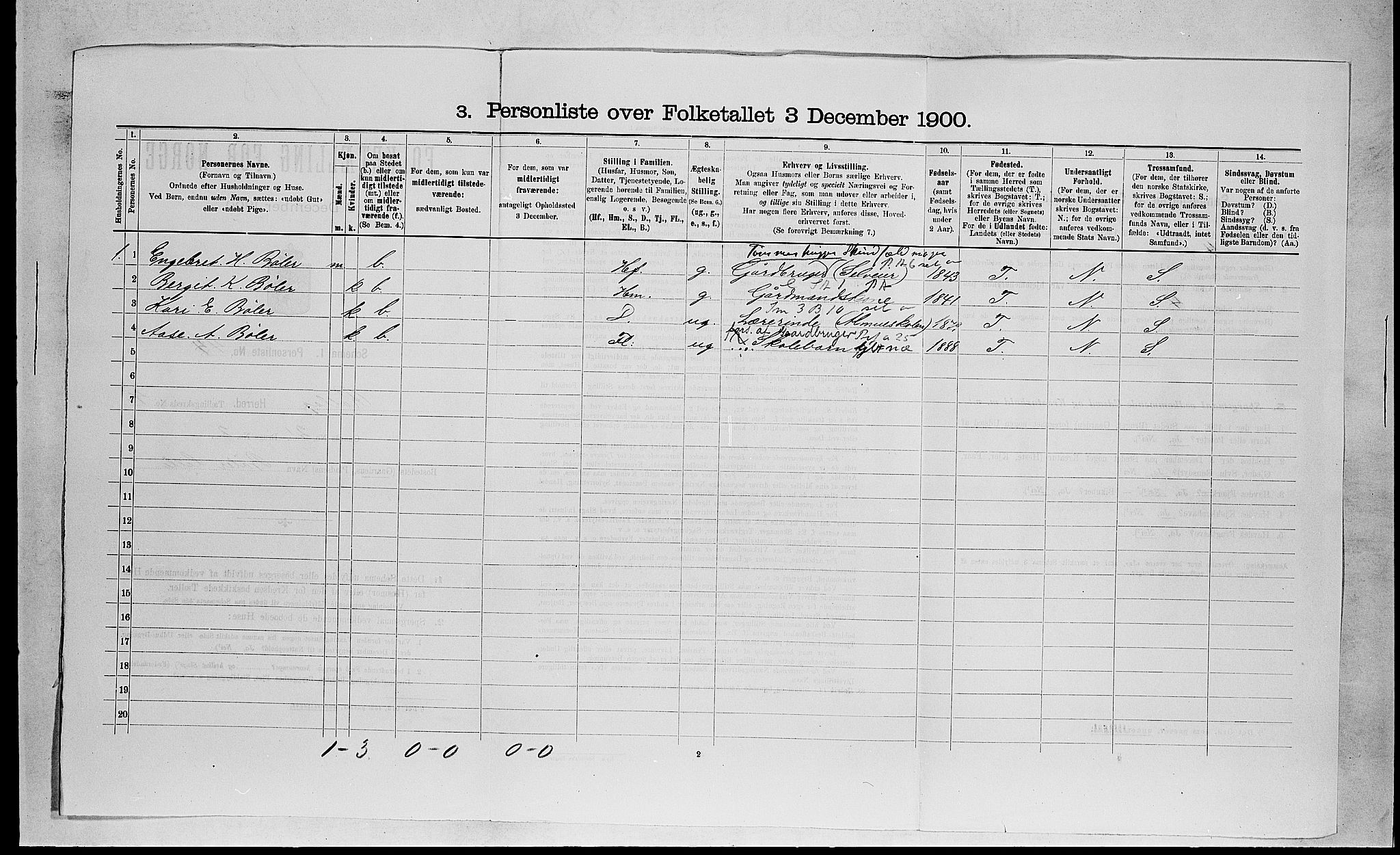 RA, 1900 census for Rollag, 1900, p. 422