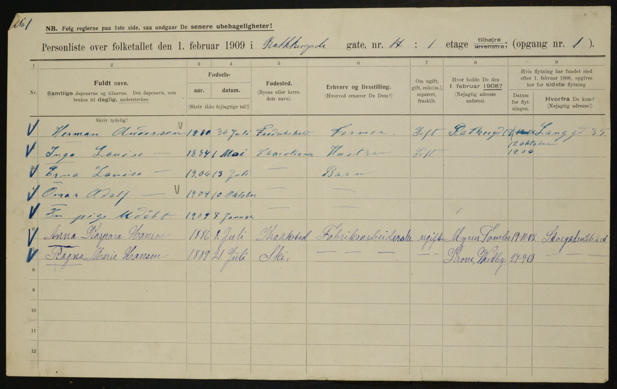 OBA, Municipal Census 1909 for Kristiania, 1909, p. 74929