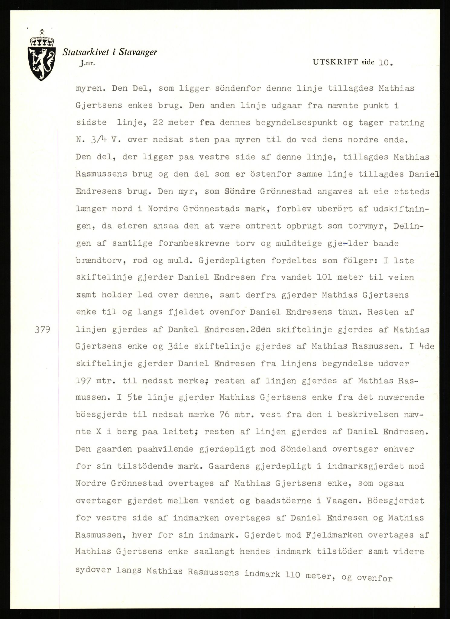 Statsarkivet i Stavanger, AV/SAST-A-101971/03/Y/Yj/L0027: Avskrifter sortert etter gårdsnavn: Gravdal - Grøtteland, 1750-1930, p. 423