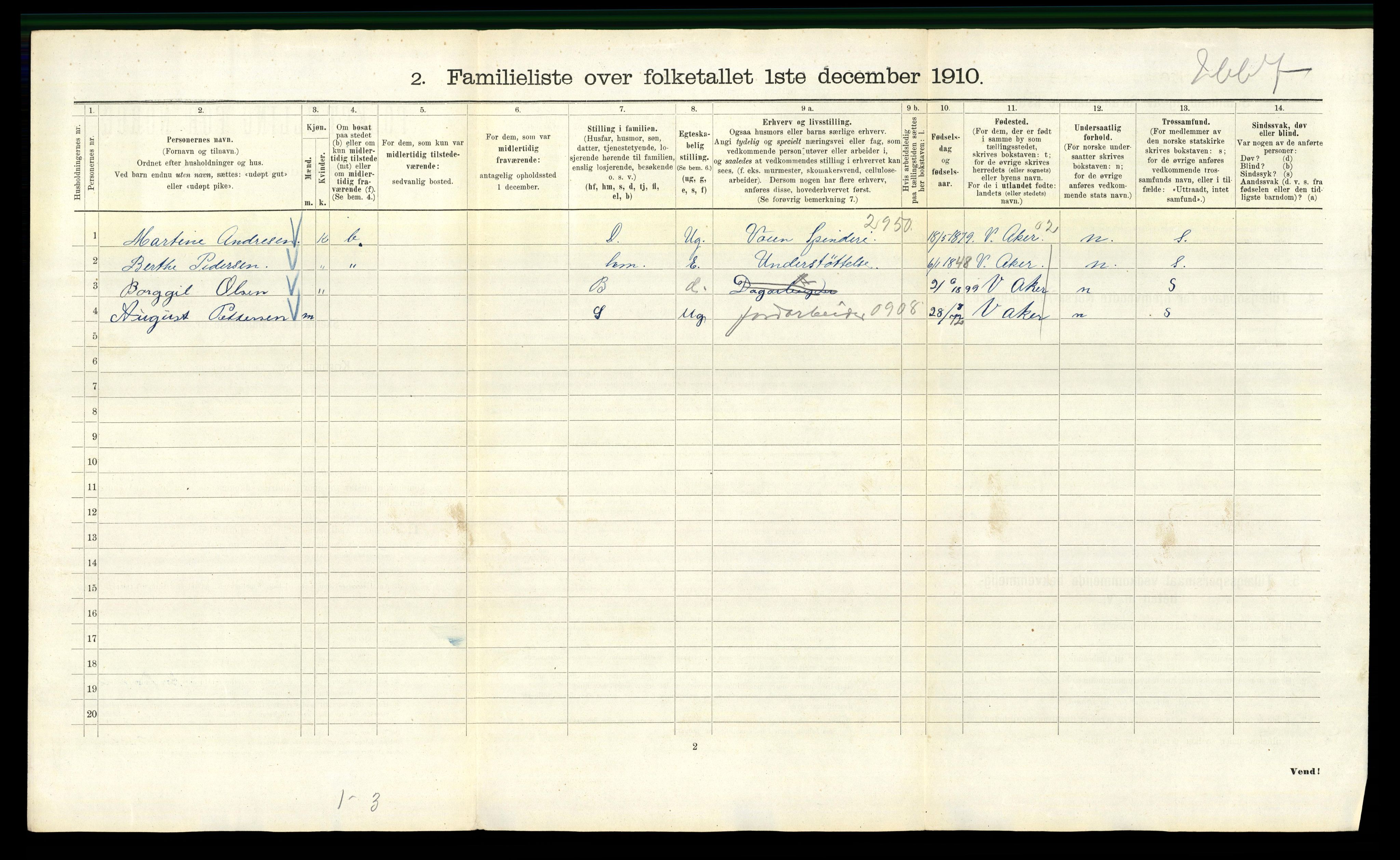 RA, 1910 census for Kristiania, 1910, p. 85188
