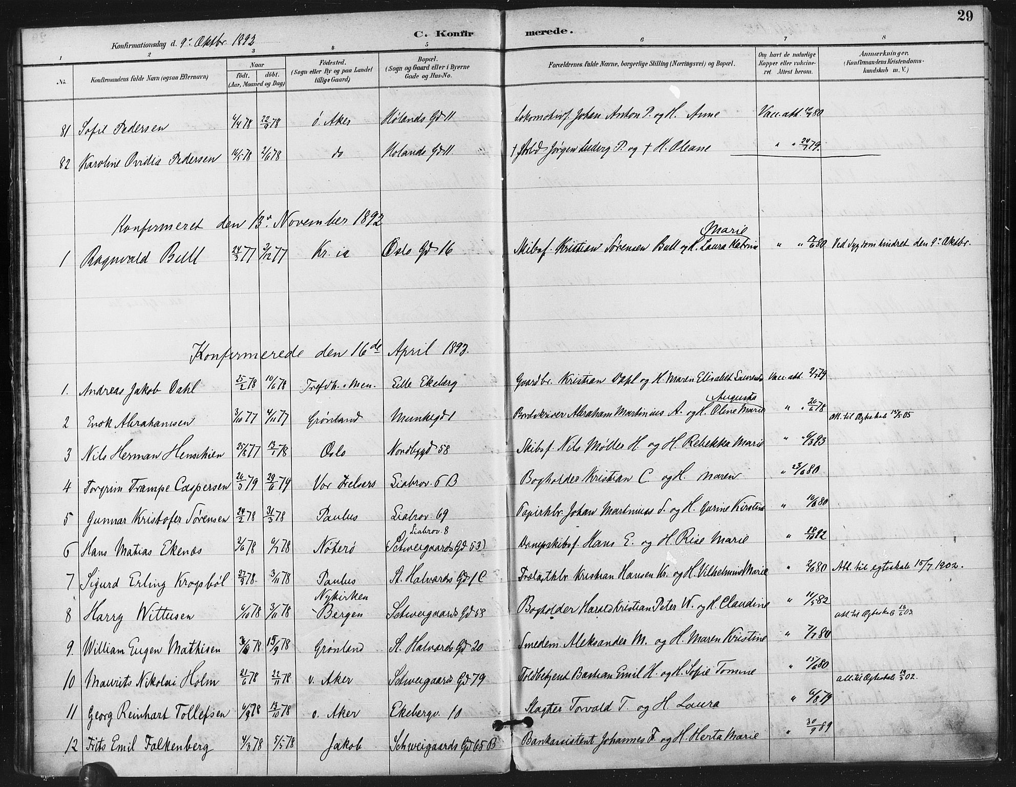 Gamlebyen prestekontor Kirkebøker, AV/SAO-A-10884/F/Fa/L0008: Parish register (official) no. 8, 1891-1908, p. 29