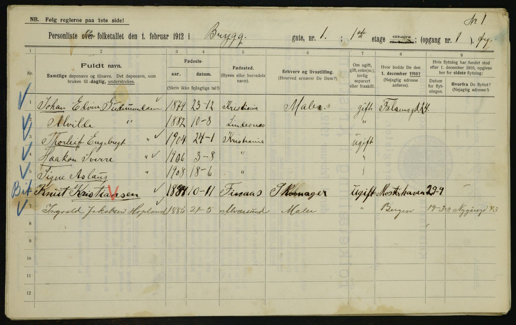 OBA, Municipal Census 1912 for Kristiania, 1912, p. 9884