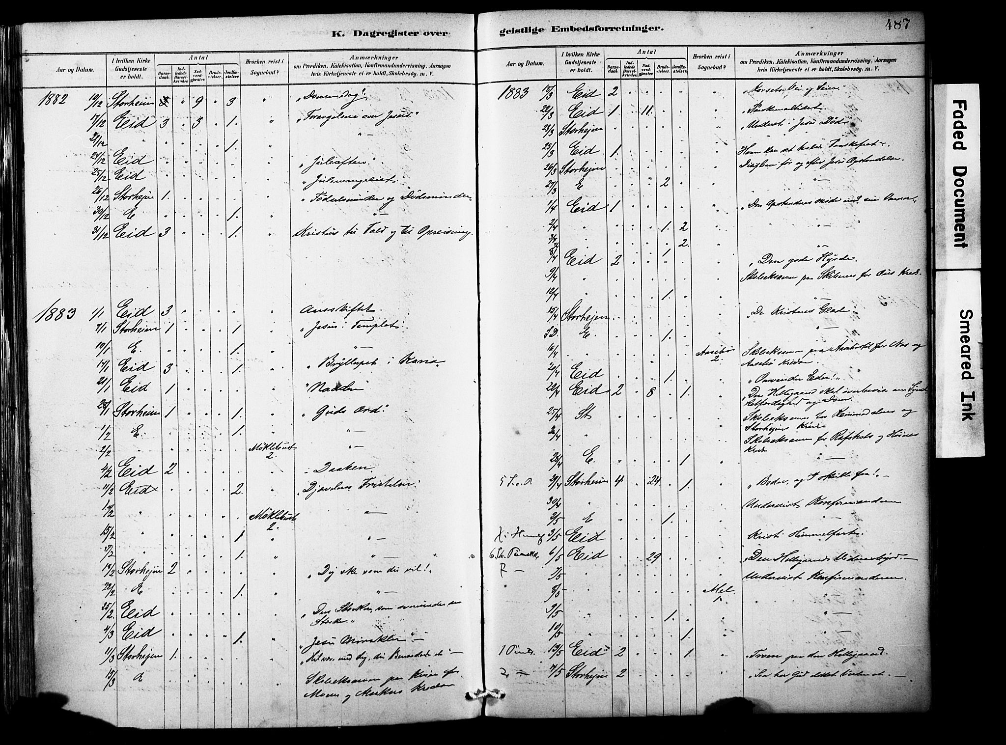 Eid sokneprestembete, AV/SAB-A-82301/H/Haa/Haab/L0001: Parish register (official) no. B 1, 1879-1906, p. 487