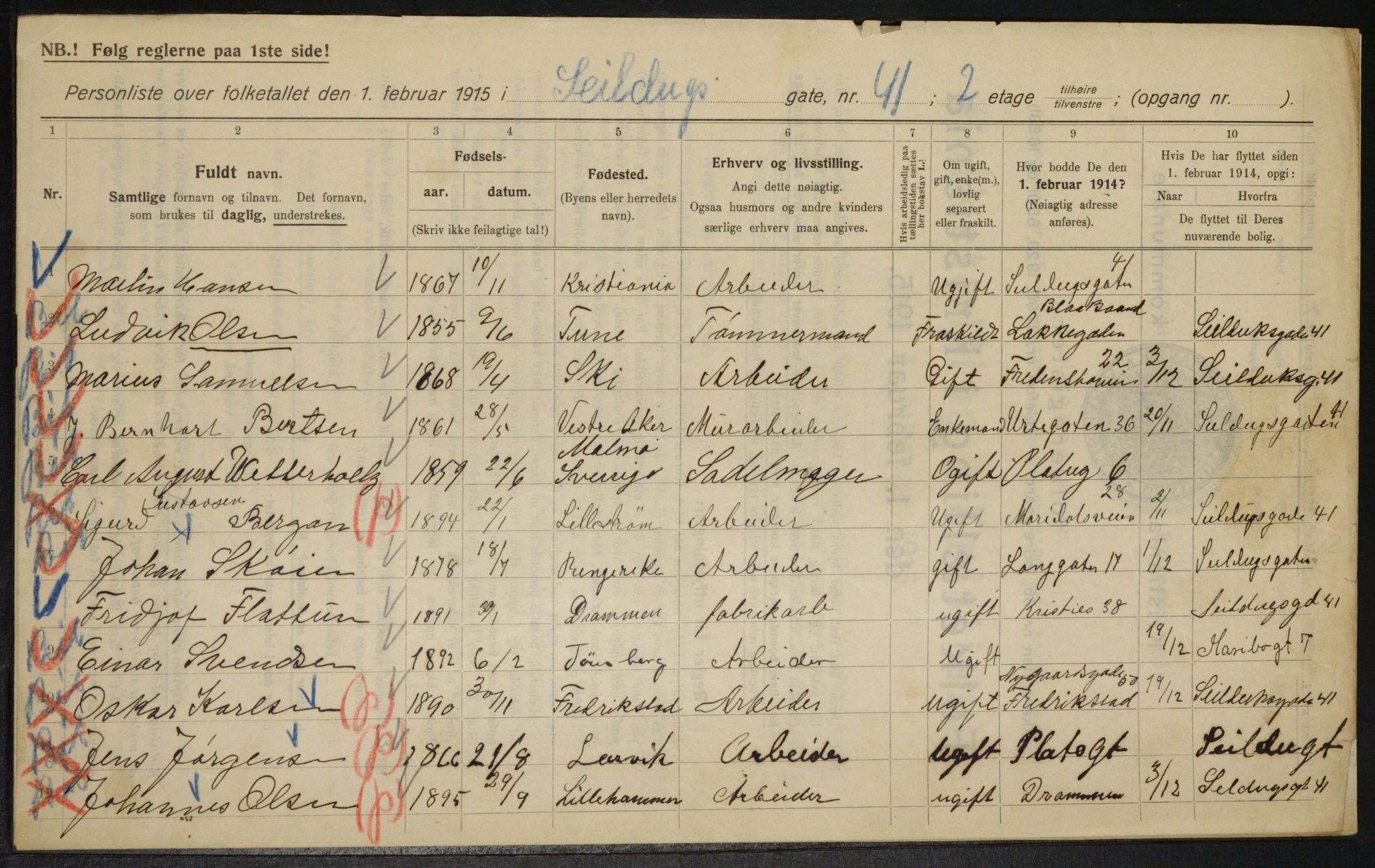 OBA, Municipal Census 1915 for Kristiania, 1915, p. 94394