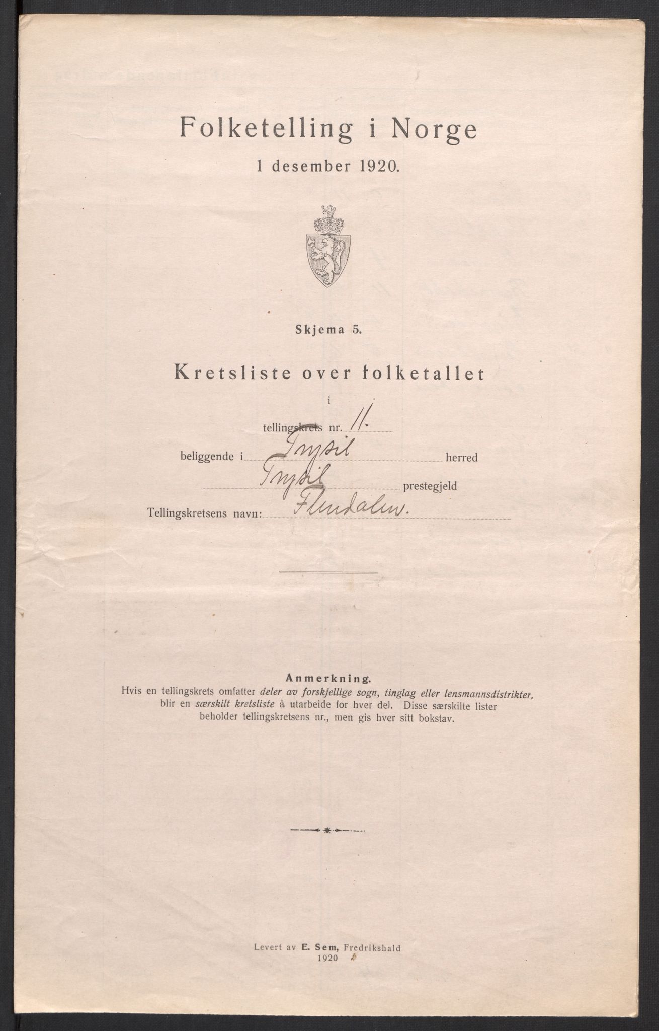 SAH, 1920 census for Trysil, 1920, p. 36