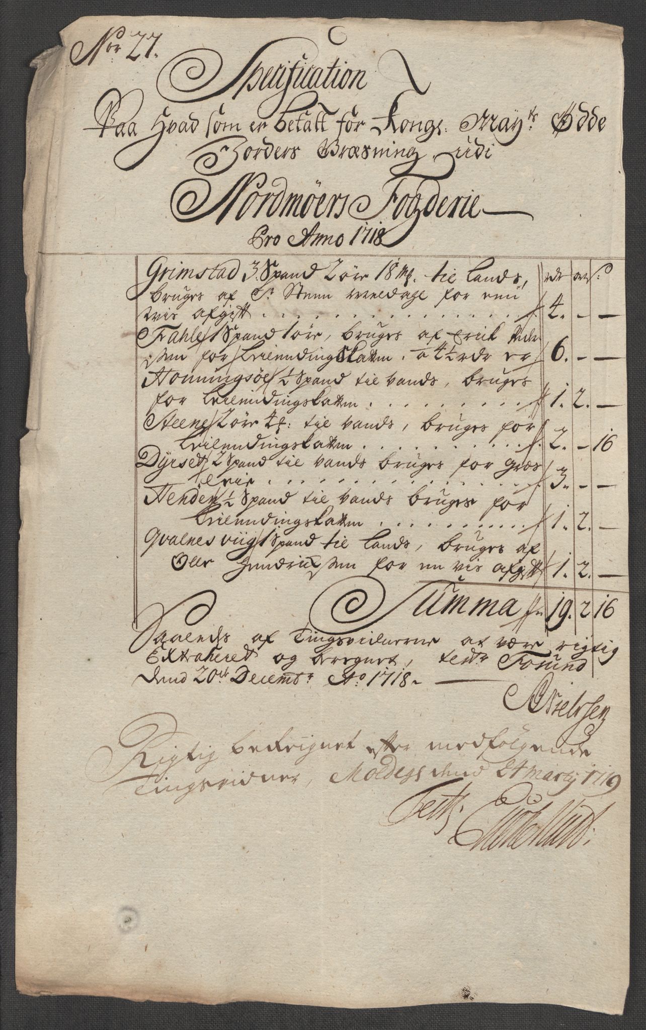 Rentekammeret inntil 1814, Reviderte regnskaper, Fogderegnskap, AV/RA-EA-4092/R56/L3751: Fogderegnskap Nordmøre, 1718, p. 191