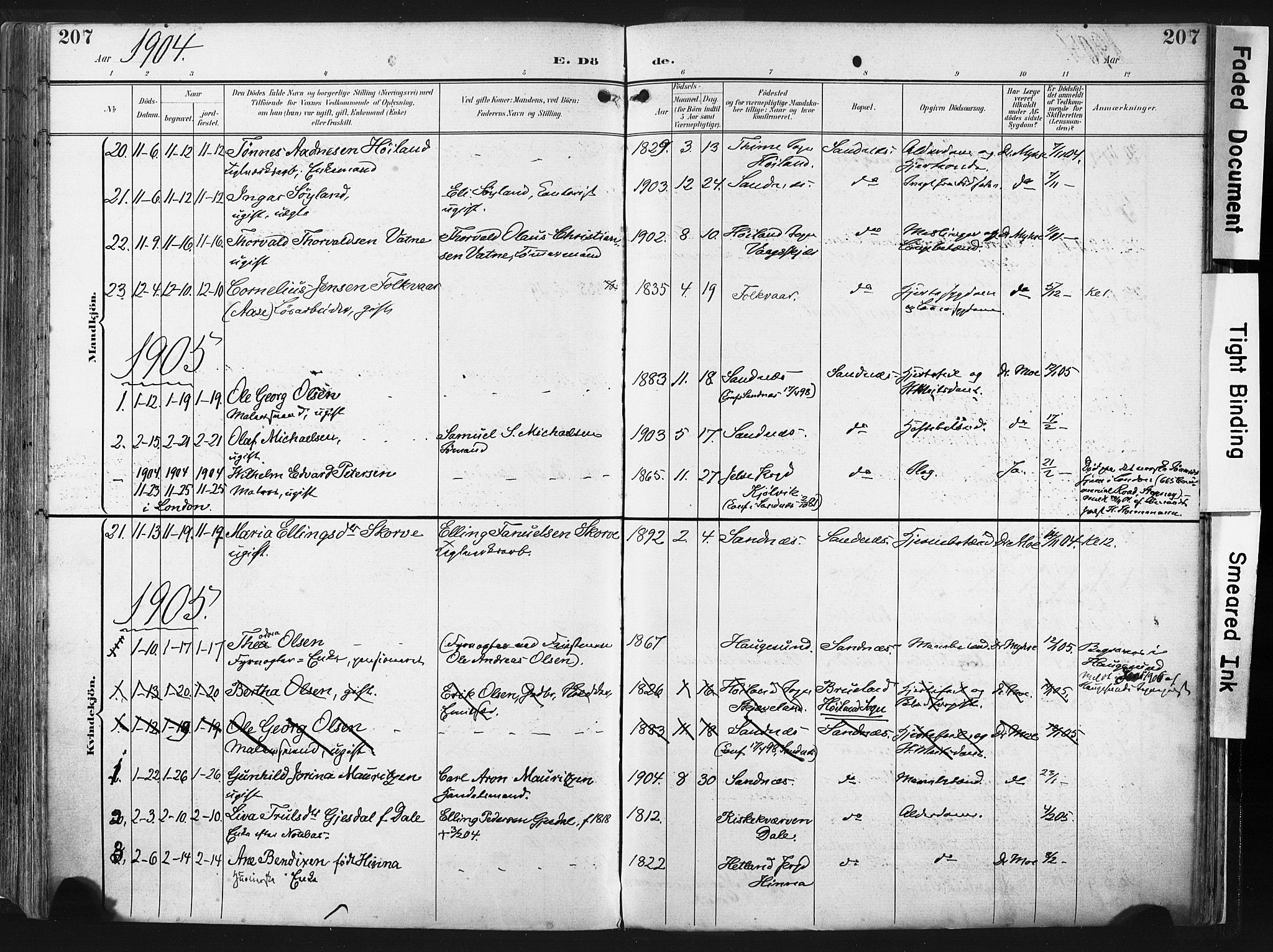 Høyland sokneprestkontor, SAST/A-101799/001/30BA/L0016: Parish register (official) no. A 16, 1899-1911, p. 207