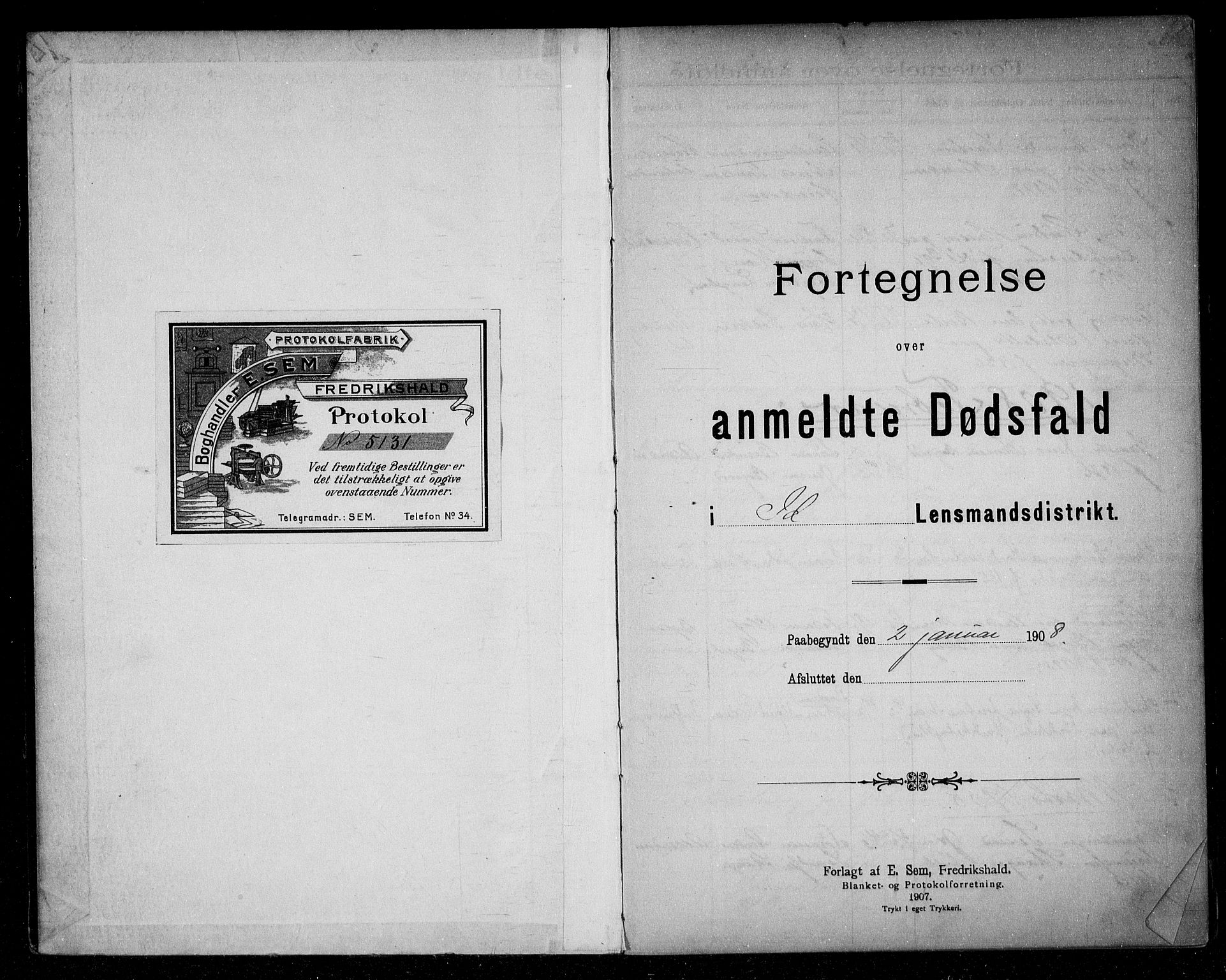 Idd lensmannsarkiv, SAO/A-10633/H/Ha/L0002: Dødsfallsprotokoll, 1908-1911