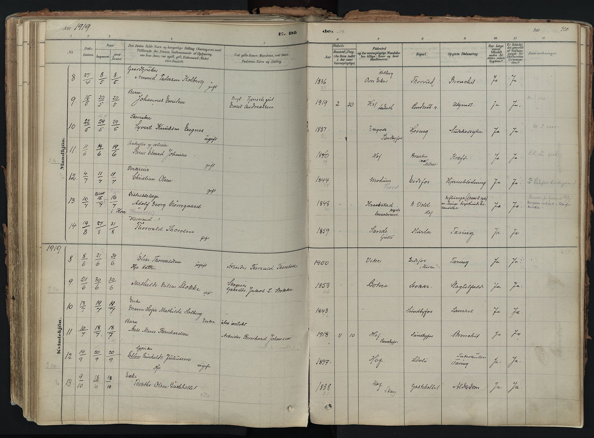 Hof kirkebøker, SAKO/A-64/F/Fa/L0007: Parish register (official) no. I 7, 1878-1940, p. 320