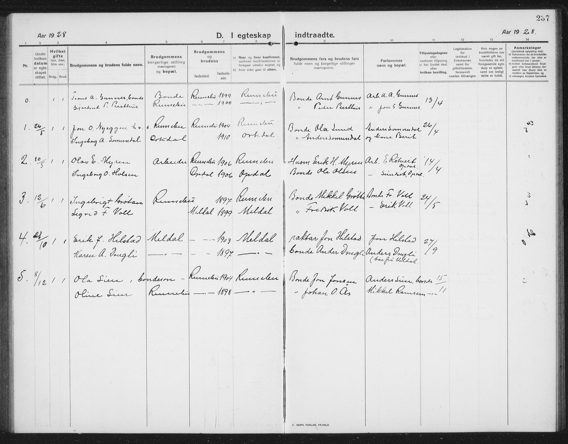 Ministerialprotokoller, klokkerbøker og fødselsregistre - Sør-Trøndelag, SAT/A-1456/674/L0877: Parish register (copy) no. 674C04, 1913-1940, p. 237