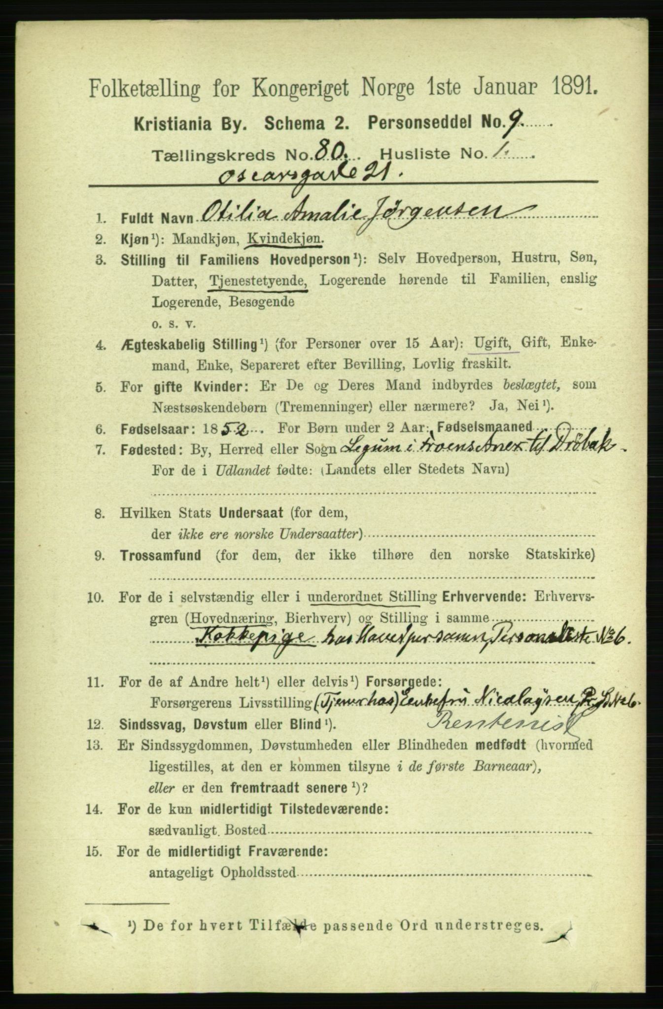 RA, 1891 census for 0301 Kristiania, 1891, p. 41280