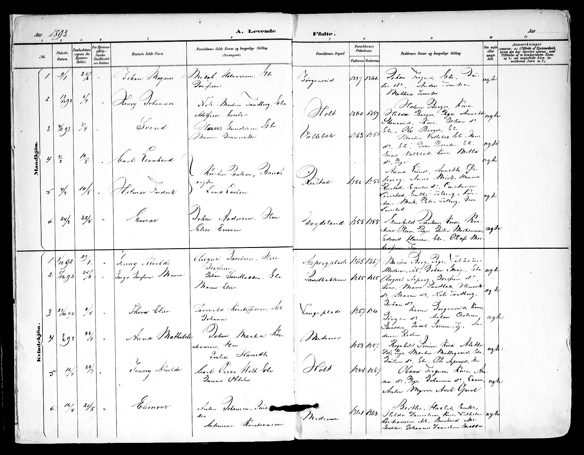 Kråkstad prestekontor Kirkebøker, SAO/A-10125a/F/Fa/L0010: Parish register (official) no. I 10, 1893-1931, p. 1