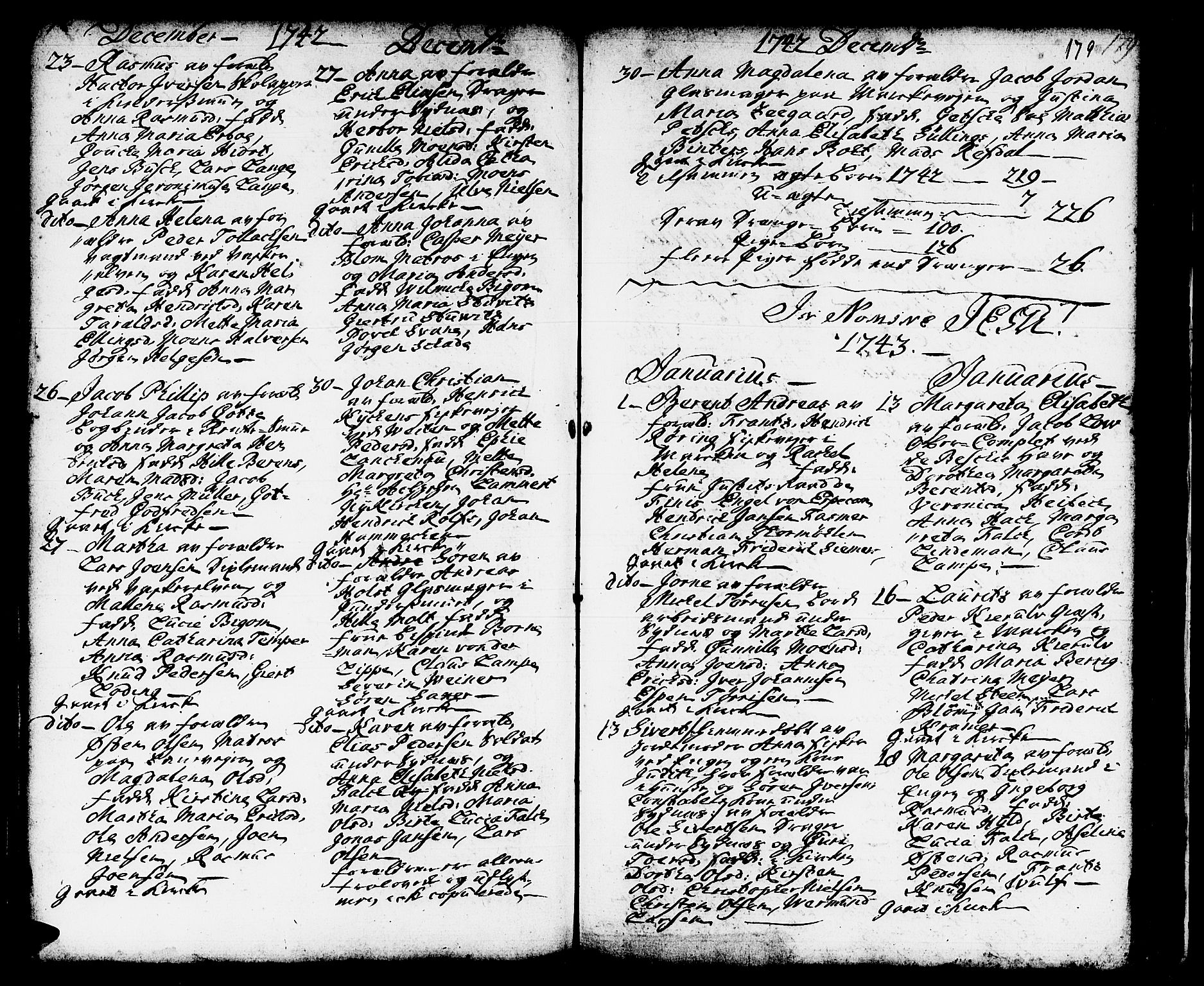 Domkirken sokneprestembete, AV/SAB-A-74801/H/Haa/L0002: Parish register (official) no. A 2, 1733-1750, p. 178-179