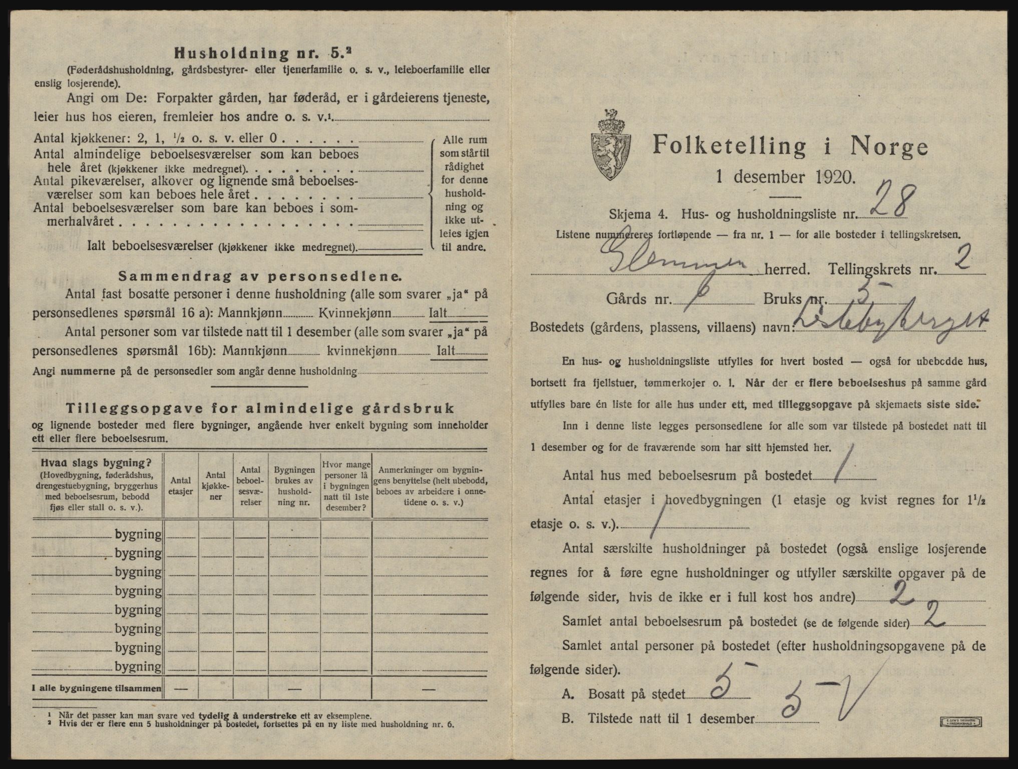 SAO, 1920 census for Glemmen, 1920, p. 253