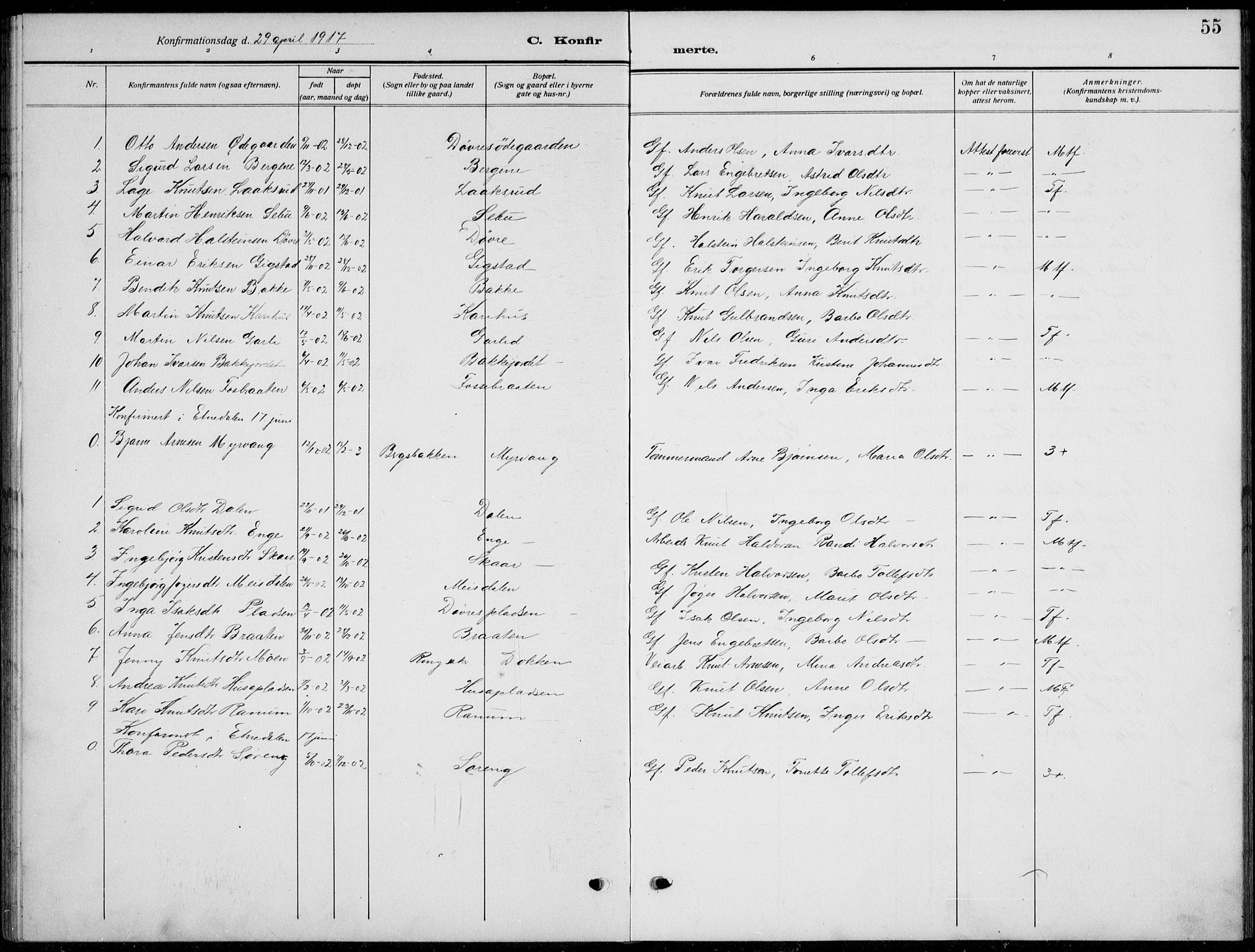 Nord-Aurdal prestekontor, SAH/PREST-132/H/Ha/Hab/L0015: Parish register (copy) no. 15, 1918-1935, p. 55