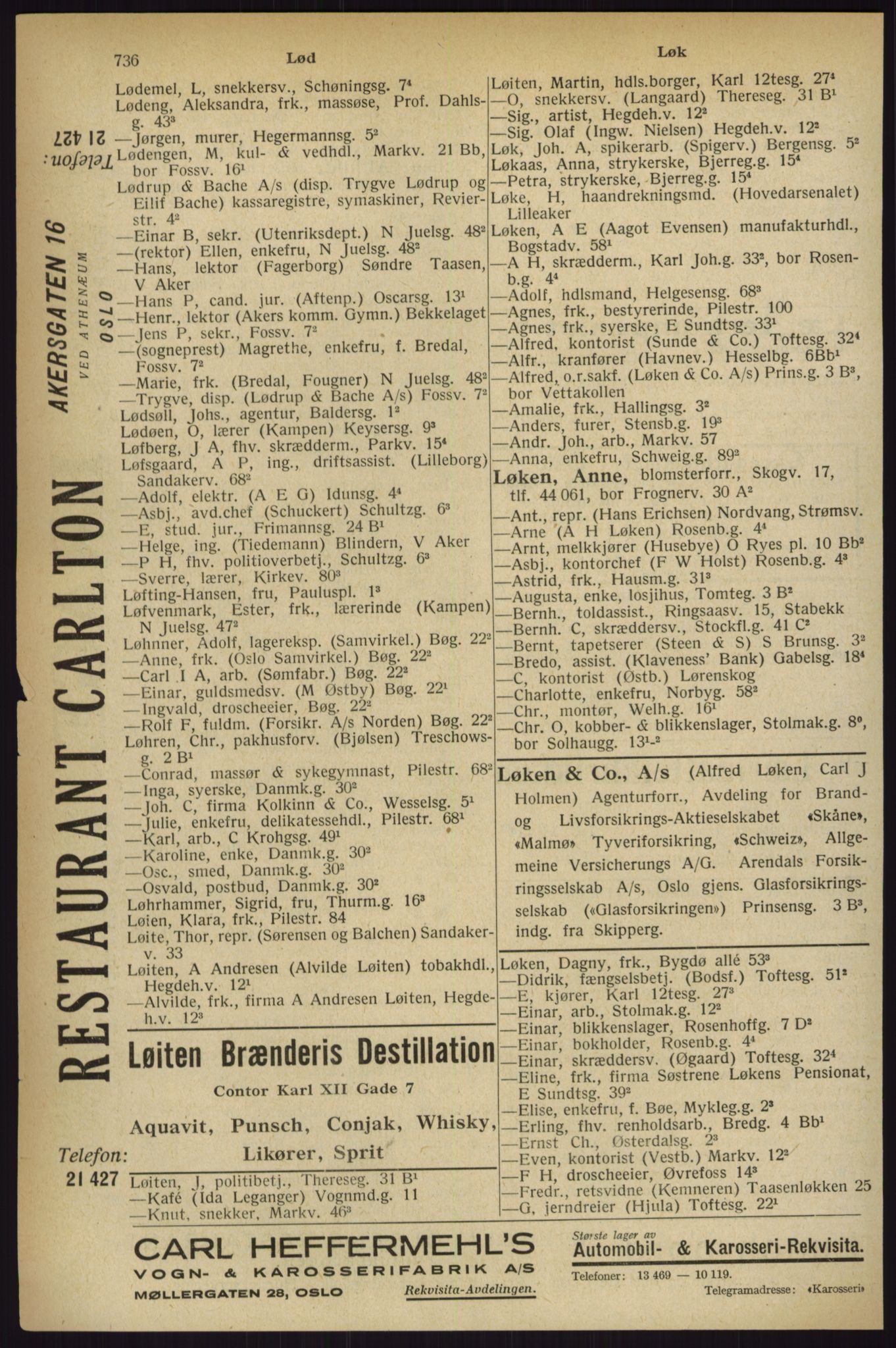 Kristiania/Oslo adressebok, PUBL/-, 1927, p. 736