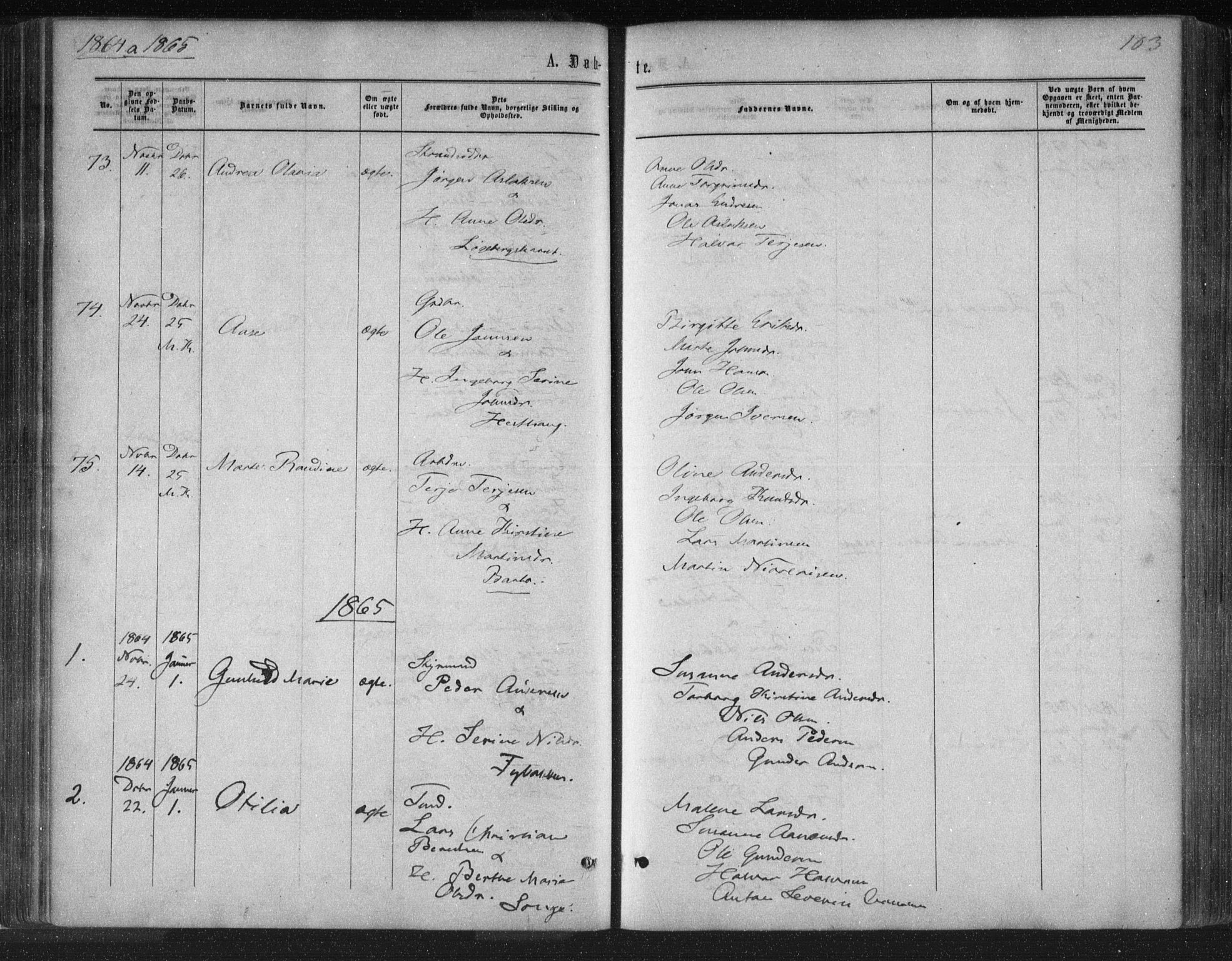 Tromøy sokneprestkontor, SAK/1111-0041/F/Fa/L0007: Parish register (official) no. A 7, 1864-1869, p. 103