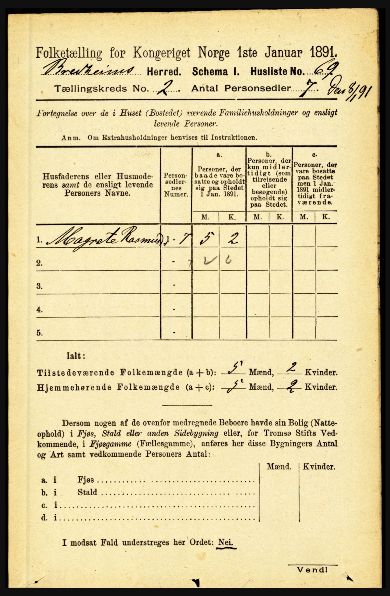 RA, 1891 census for 1446 Breim, 1891, p. 367