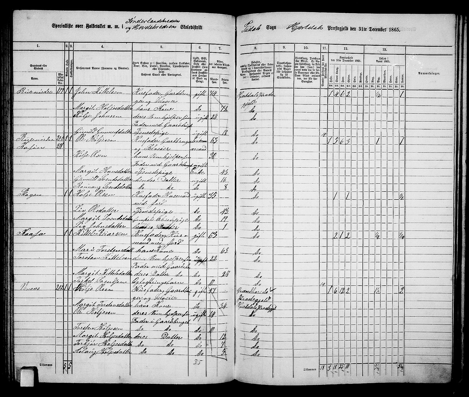 RA, 1865 census for Hjartdal, 1865, p. 104